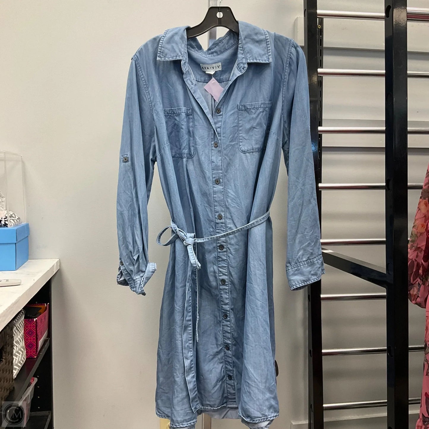Dress Casual Short By Ava & Viv In Blue Denim, Size: 1x