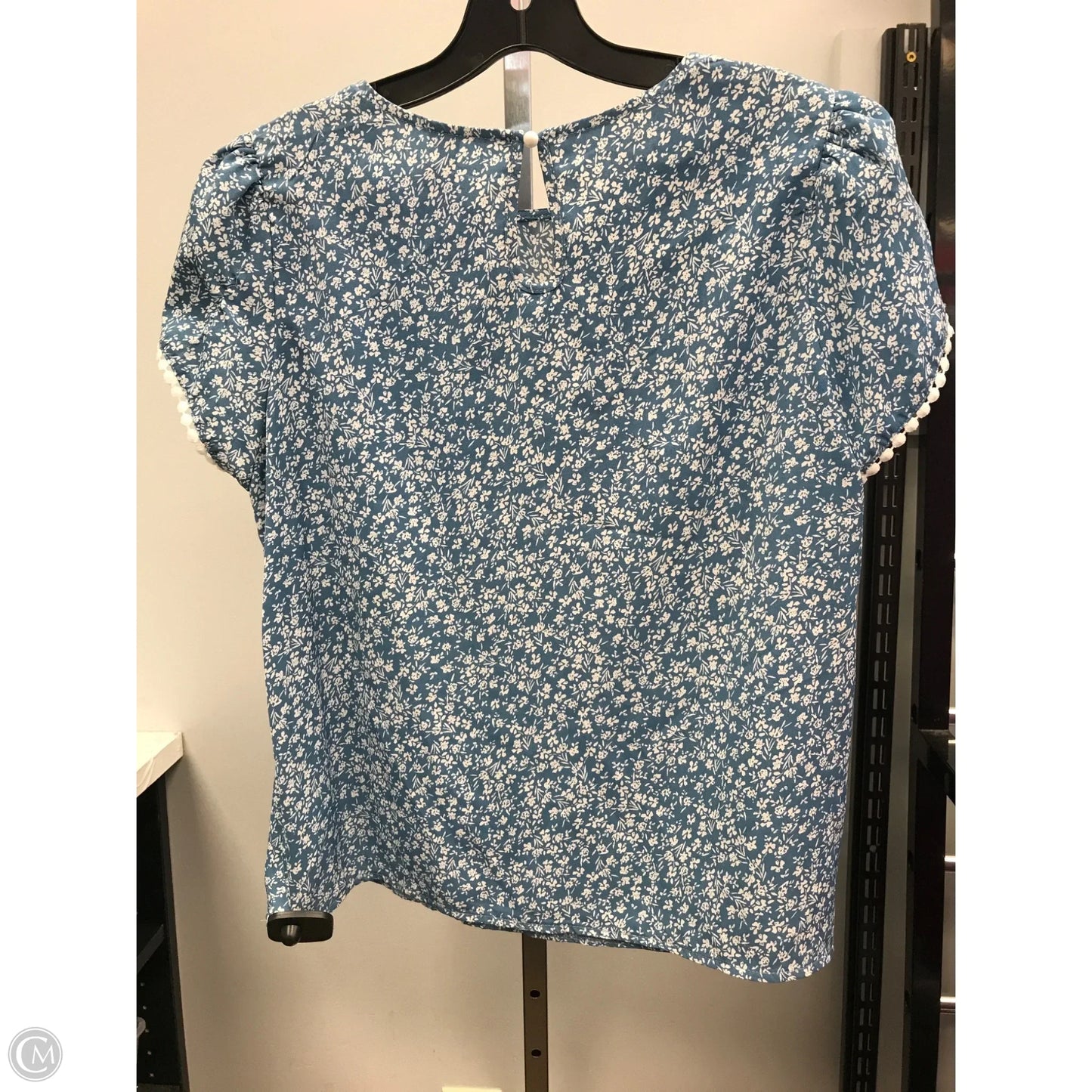 Top Short Sleeve By Emery Rose In Blue & White, Size: M