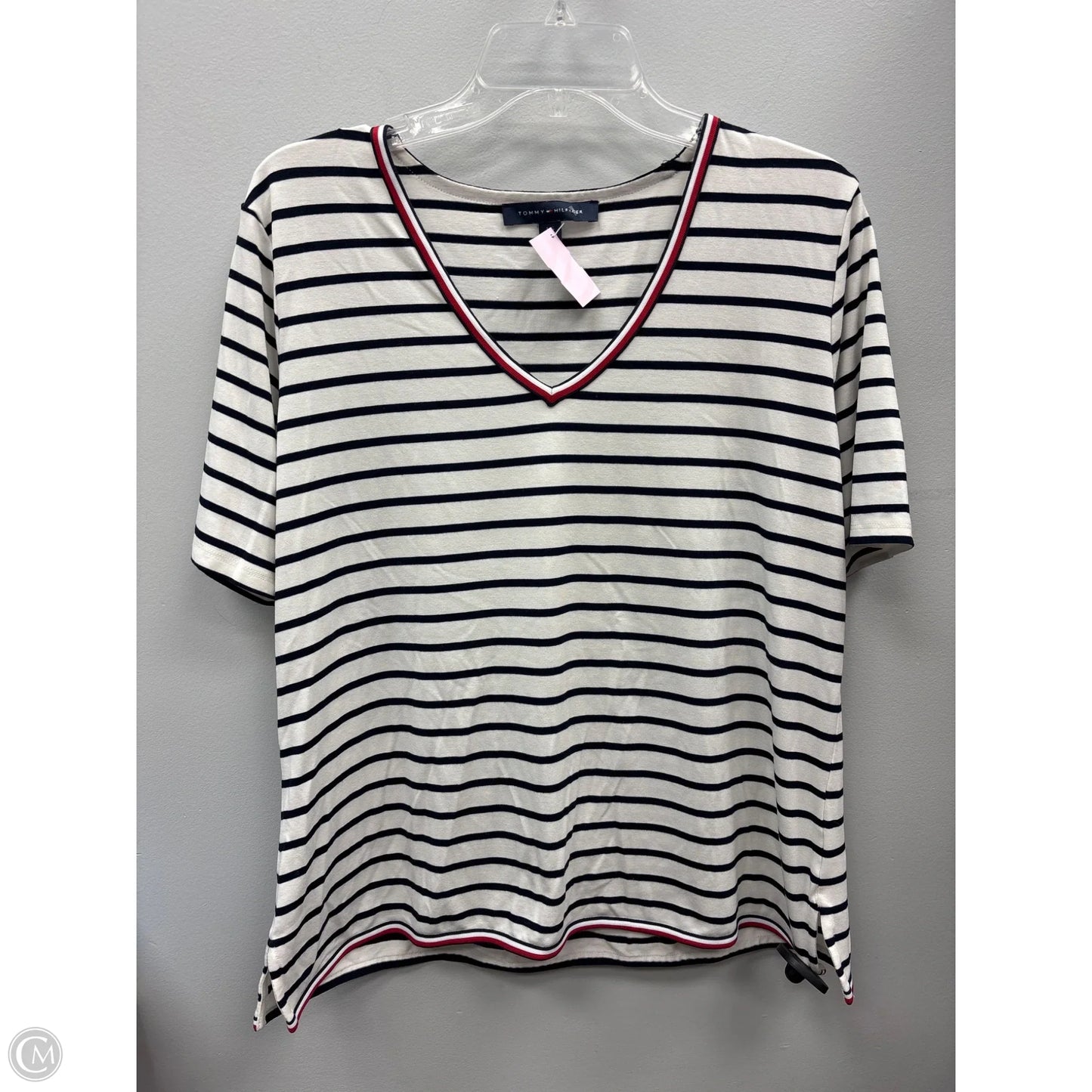 Top Short Sleeve By Tommy Hilfiger In Striped Pattern, Size: L