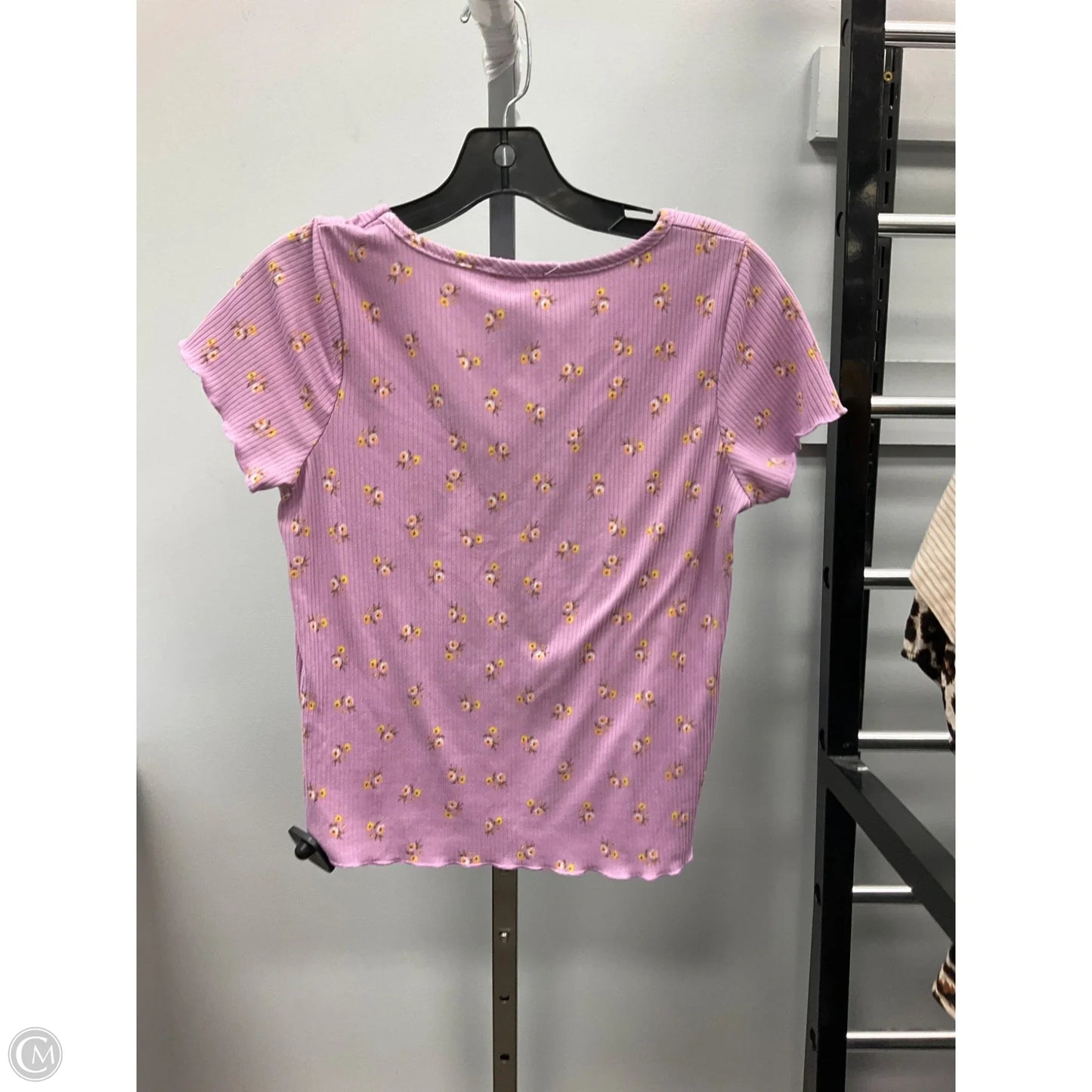 Top Short Sleeve By Olivia Rae In Purple & Yellow, Size: M