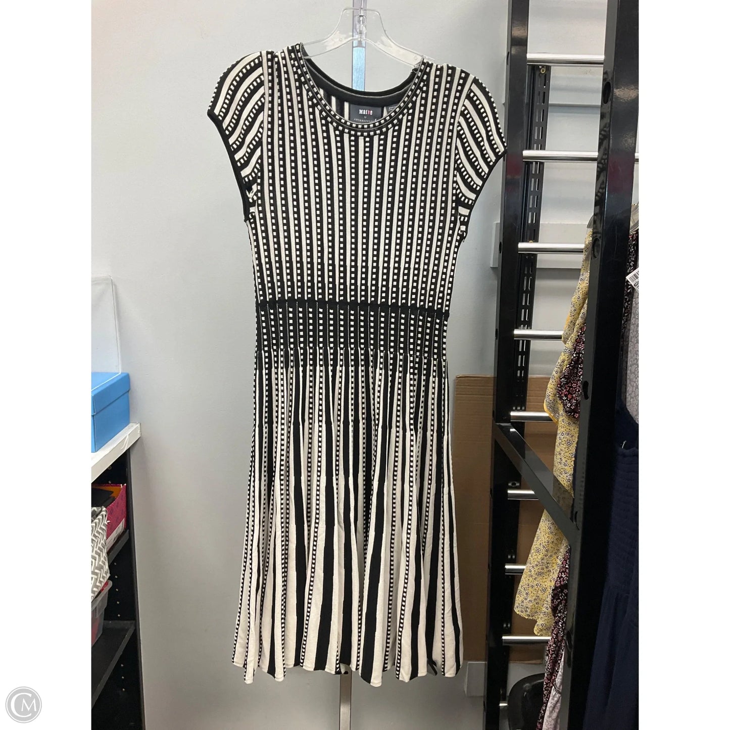 Dress Casual Midi By Maeve In Black & White, Size: M