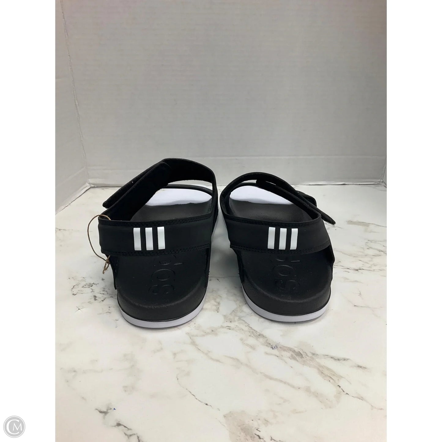 Sandals Flats By Adidas In Black & White, Size: 10