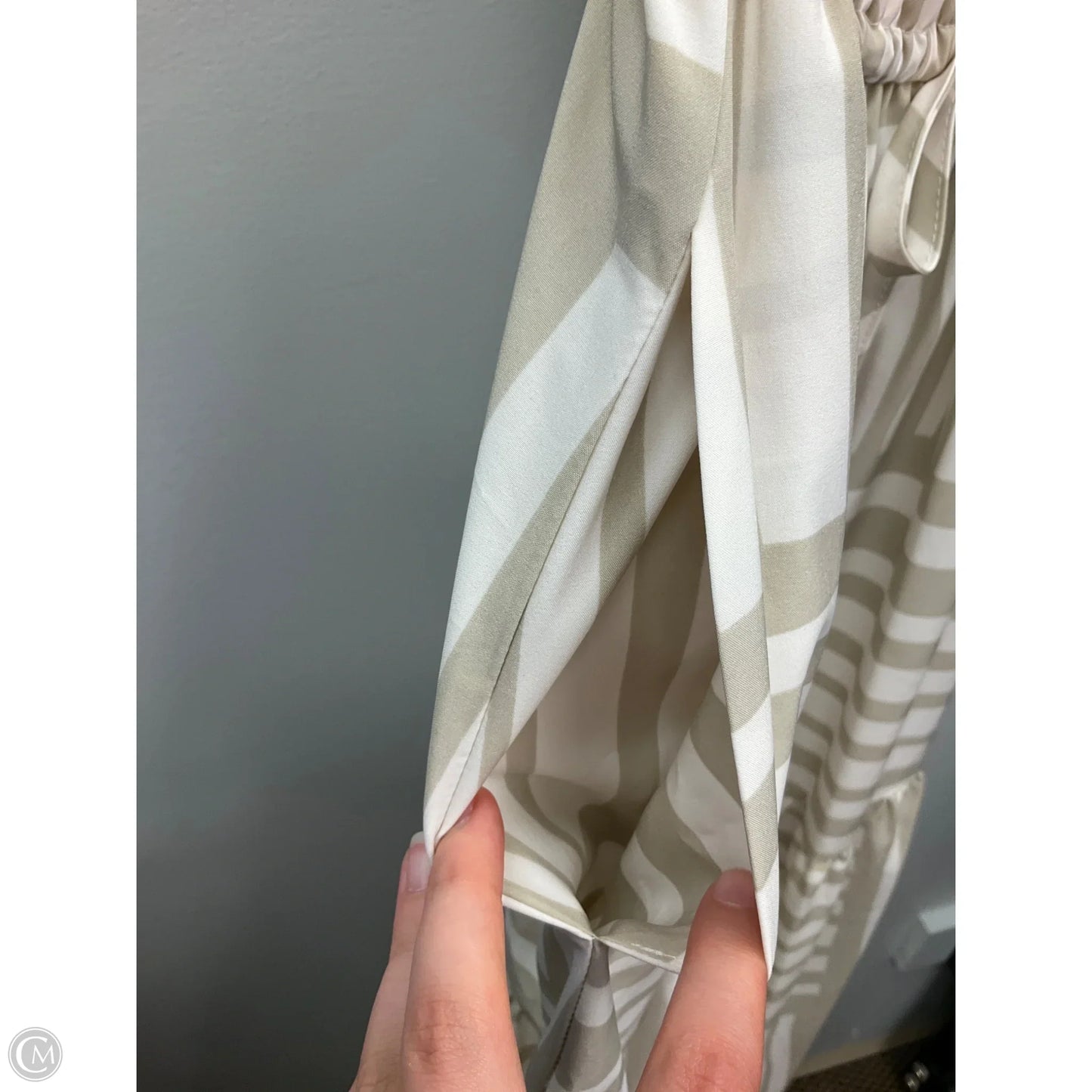 Dress Casual Midi By Calvin Klein In Tan & White, Size: 8