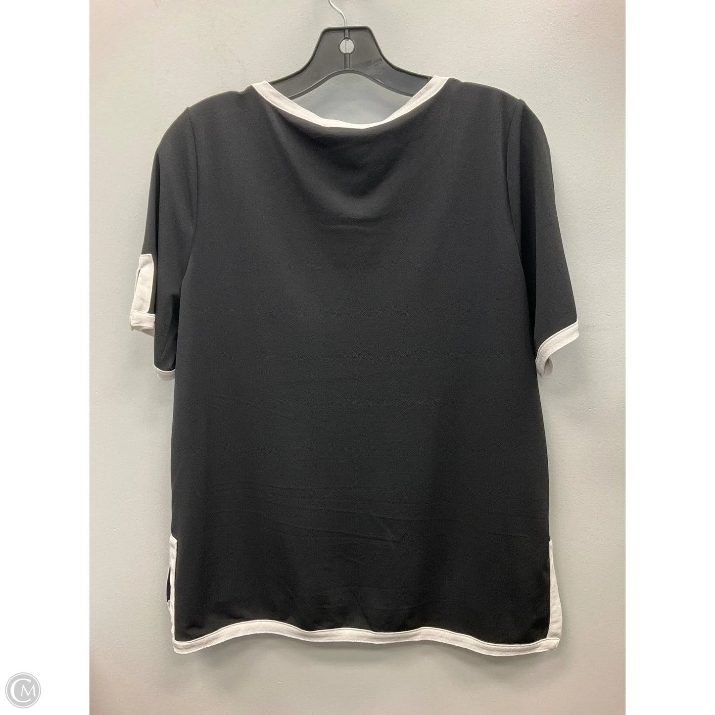 Top Short Sleeve By Adrianna Papell In Black & White, Size: S