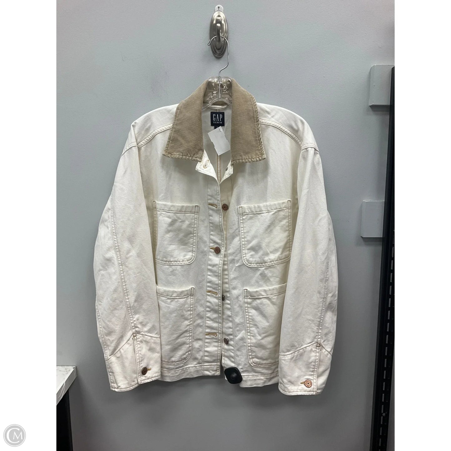Jacket Denim By Gap In White, Size: M