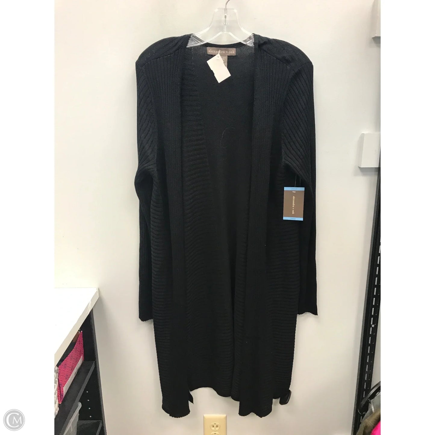 Sweater Cardigan By Clothes Mentor In Black, Size: L