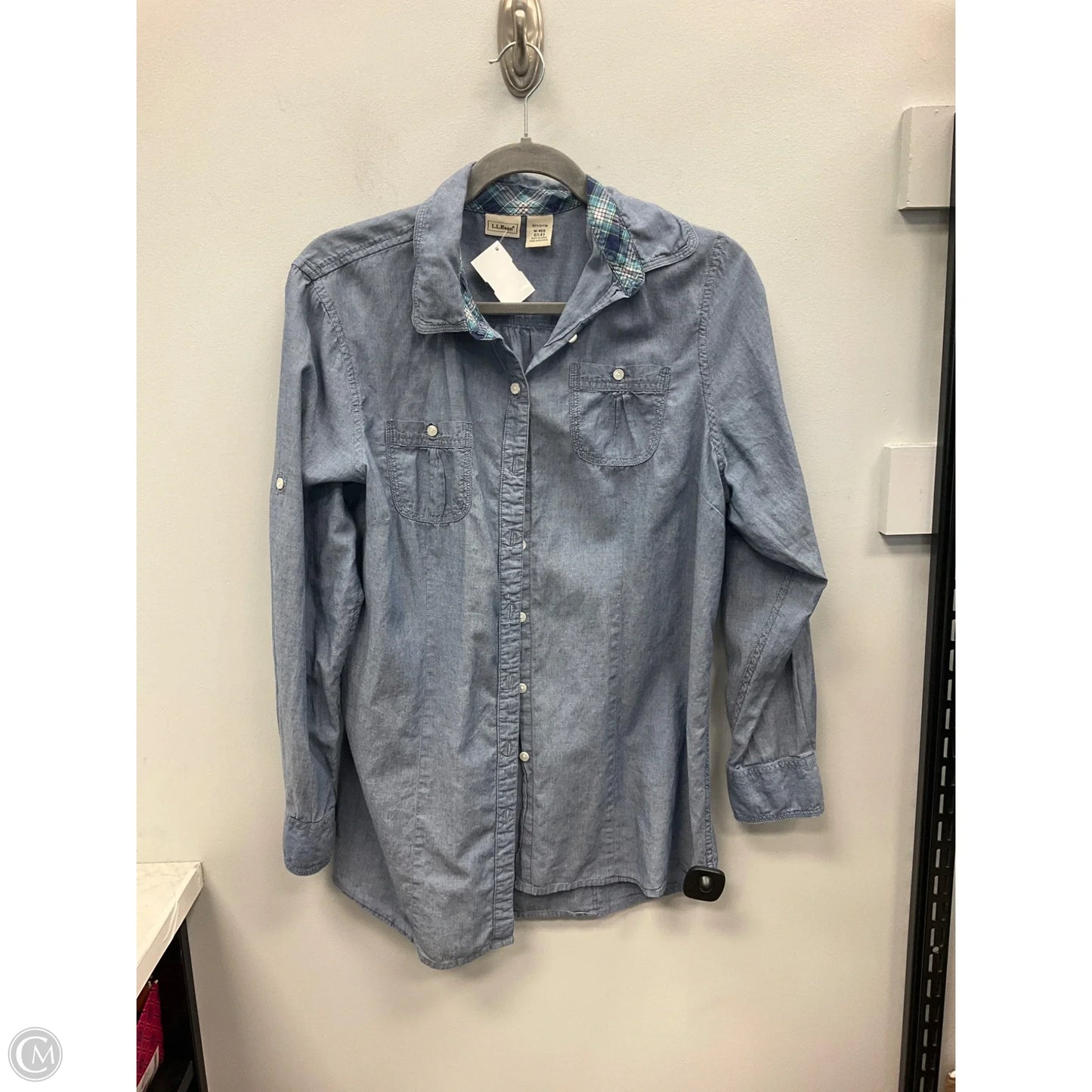 Top Long Sleeve By L.l. Bean In Blue Denim, Size: M