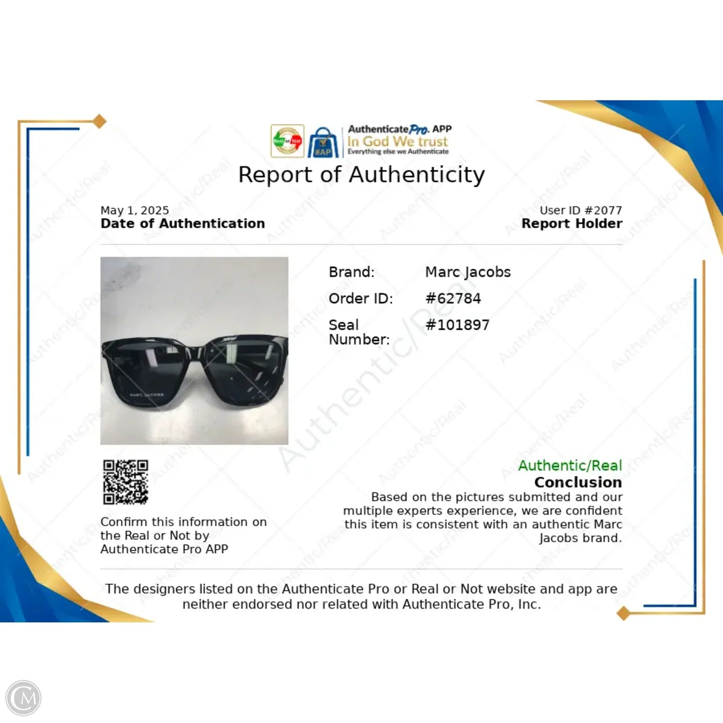 Sunglasses Designer By Marc Jacobs