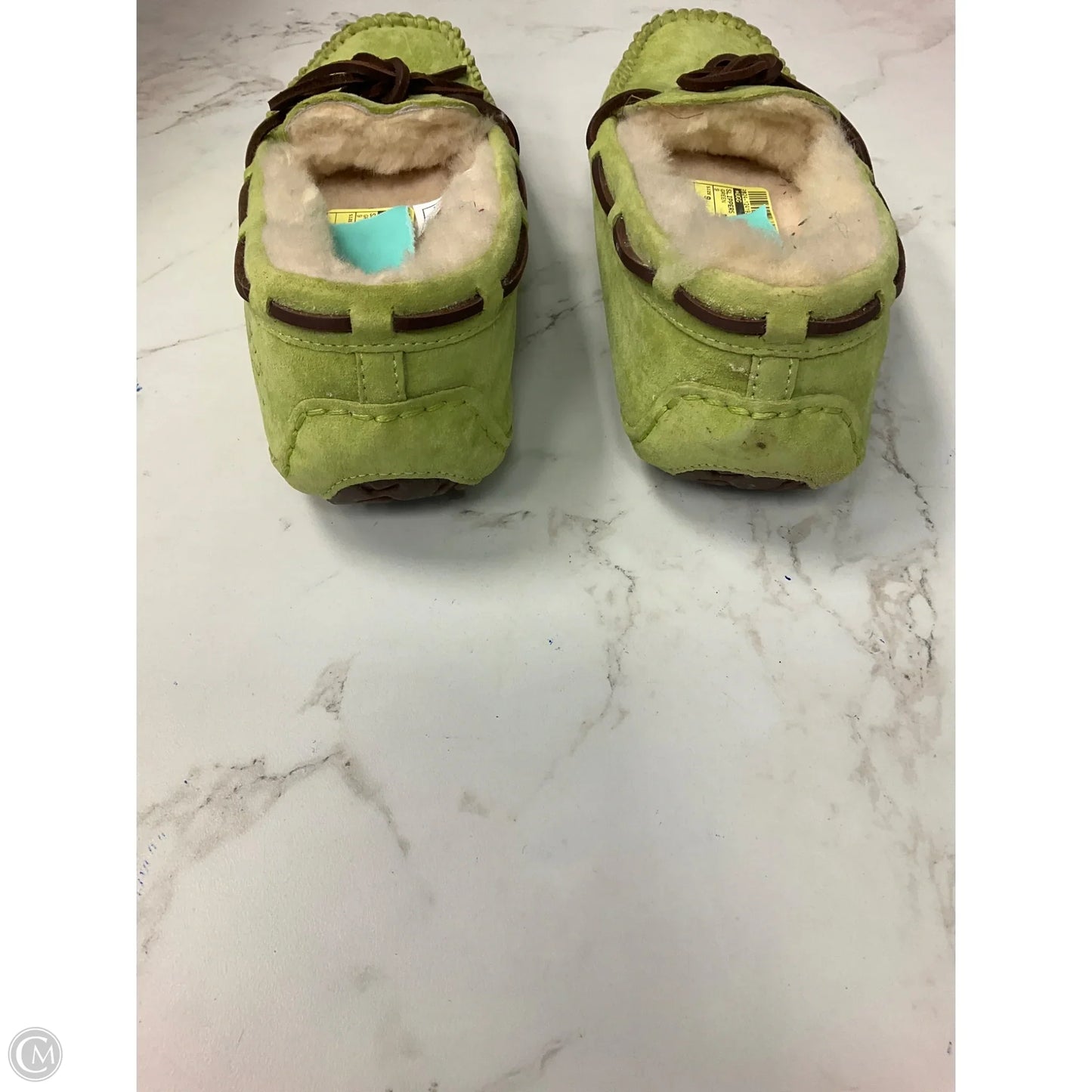 Slippers Designer By Ugg In Green, Size: 9
