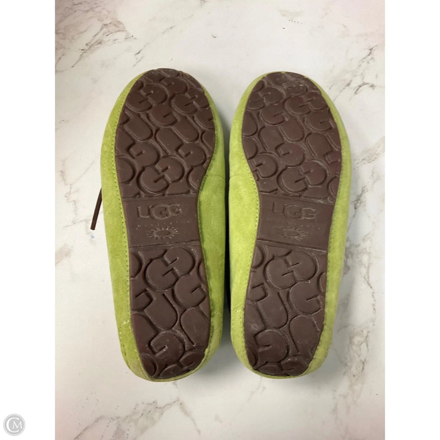 Slippers Designer By Ugg In Green, Size: 9
