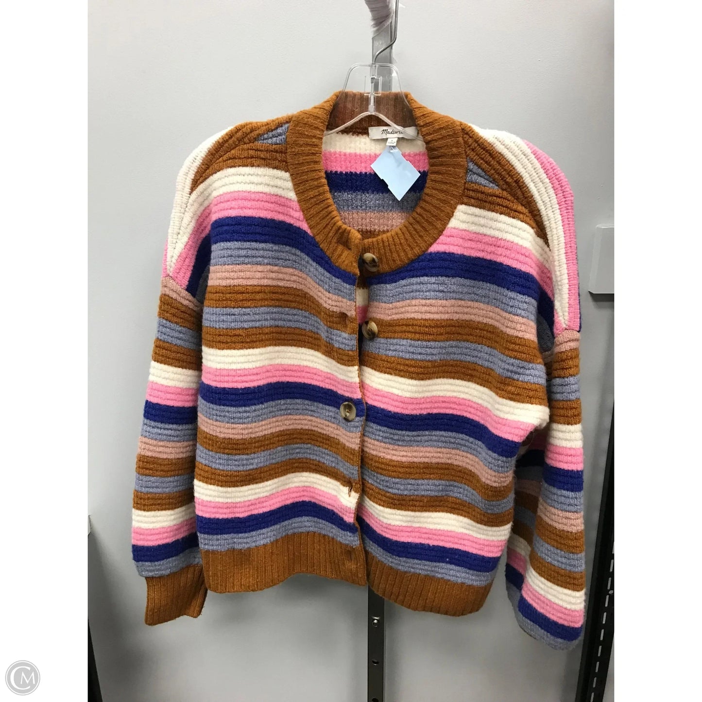 Sweater Cardigan By Madewell In Striped Pattern, Size: S