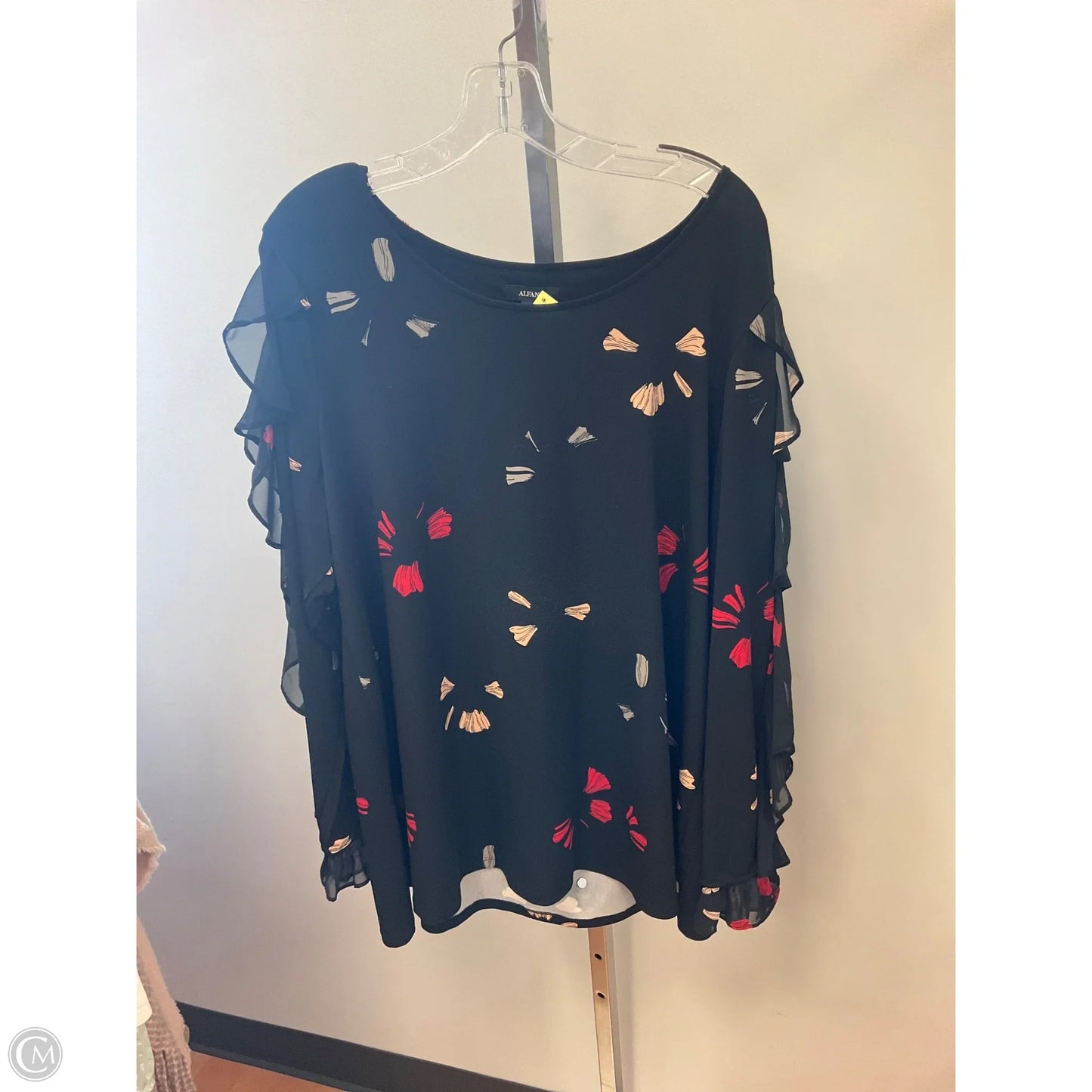 Top Long Sleeve By Alfani In Black & Red, Size: 2x