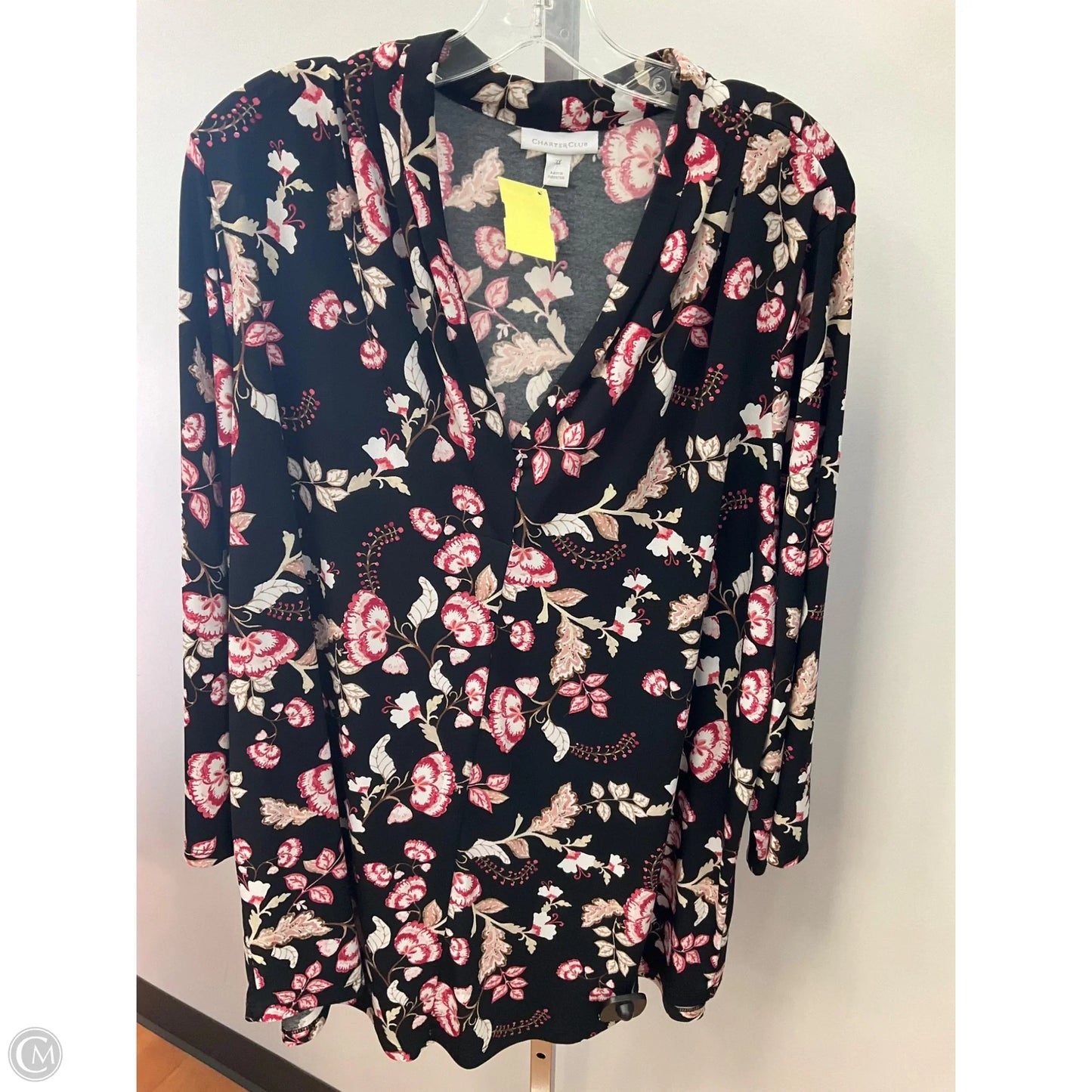 Top 3/4 Sleeve By Charter Club In Floral Print, Size: 3x