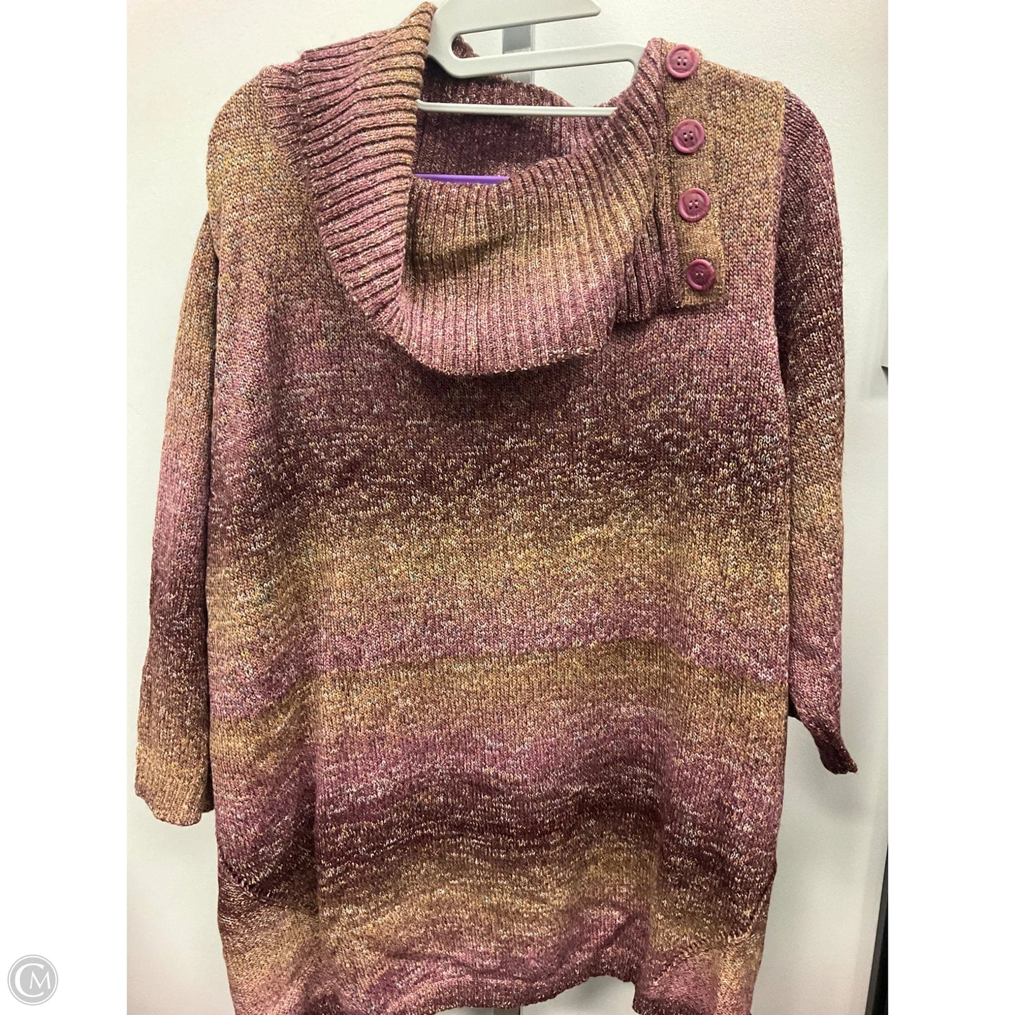 Sweater By Dressbarn In Purple & Tan, Size: 3x