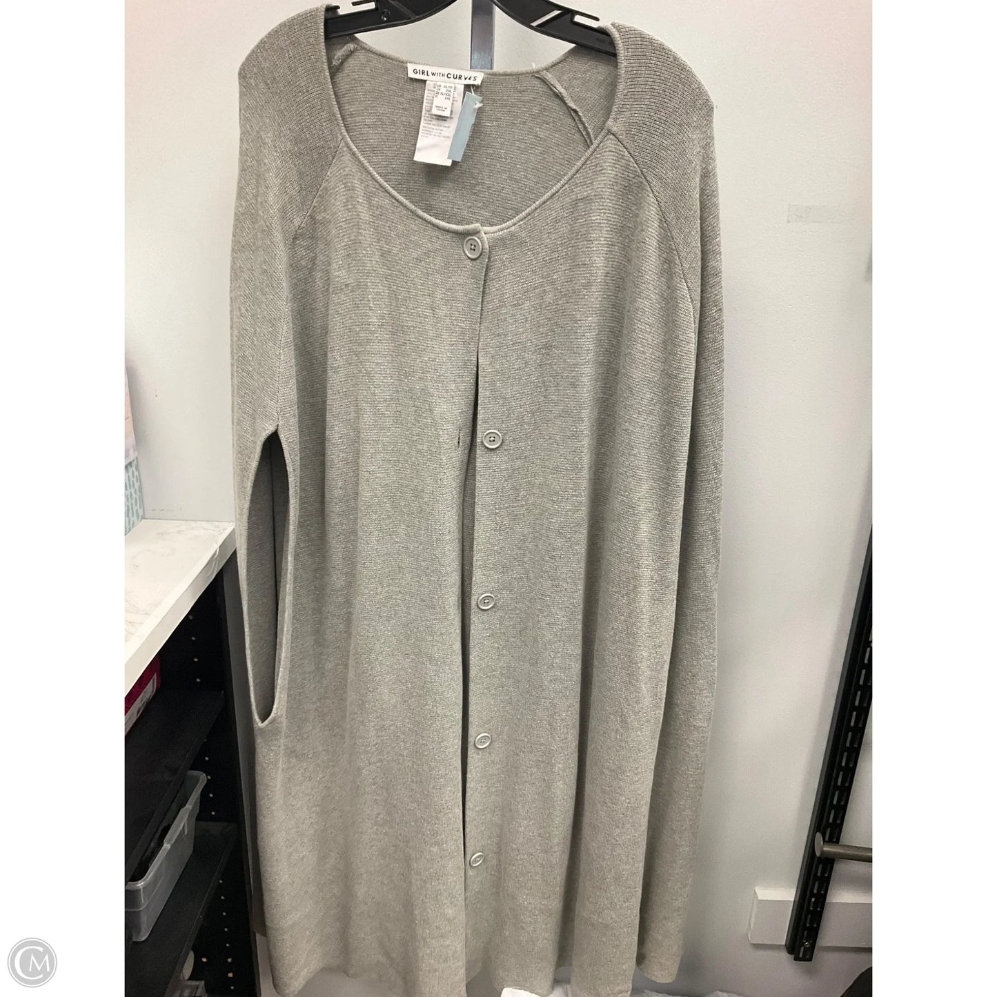 Cardigan By Clothes Mentor In Grey, Size: 1x