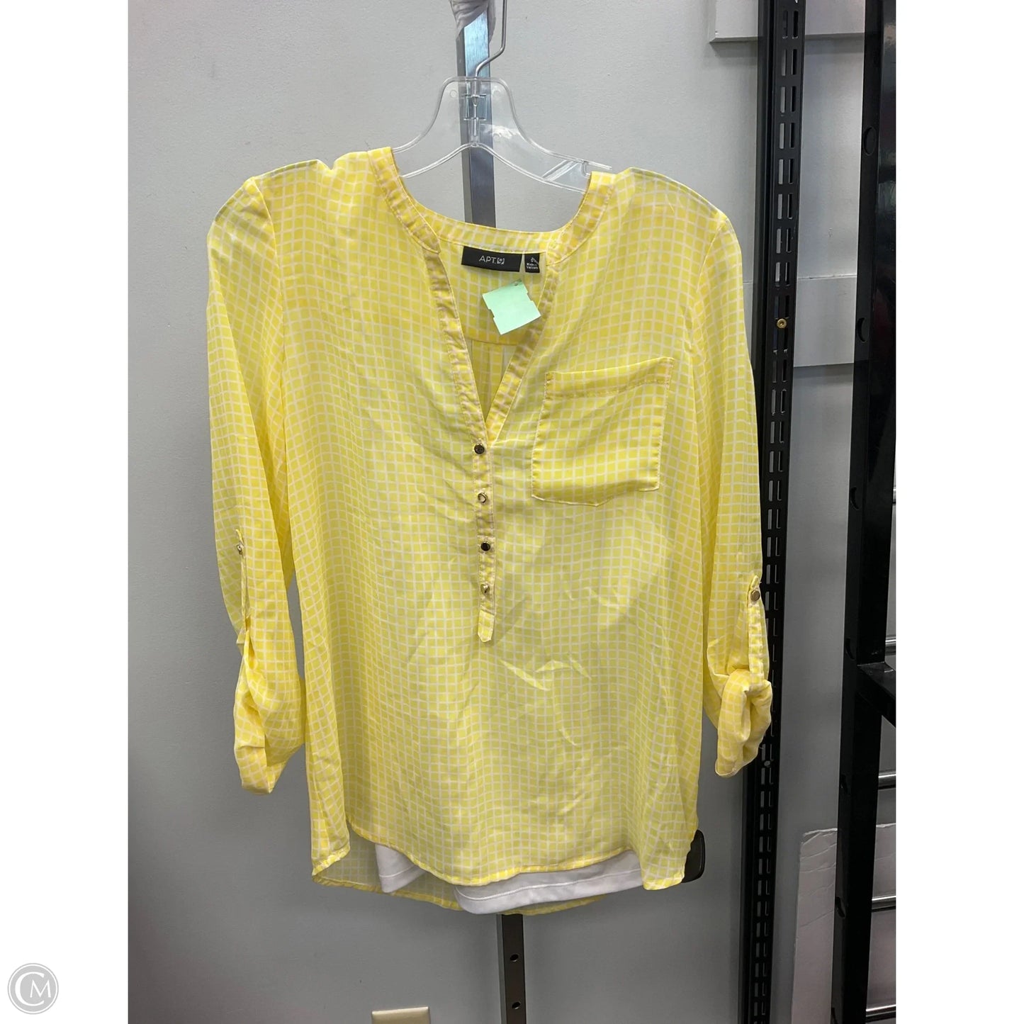 Top 3/4 Sleeve By Apt 9 In White & Yellow, Size: S