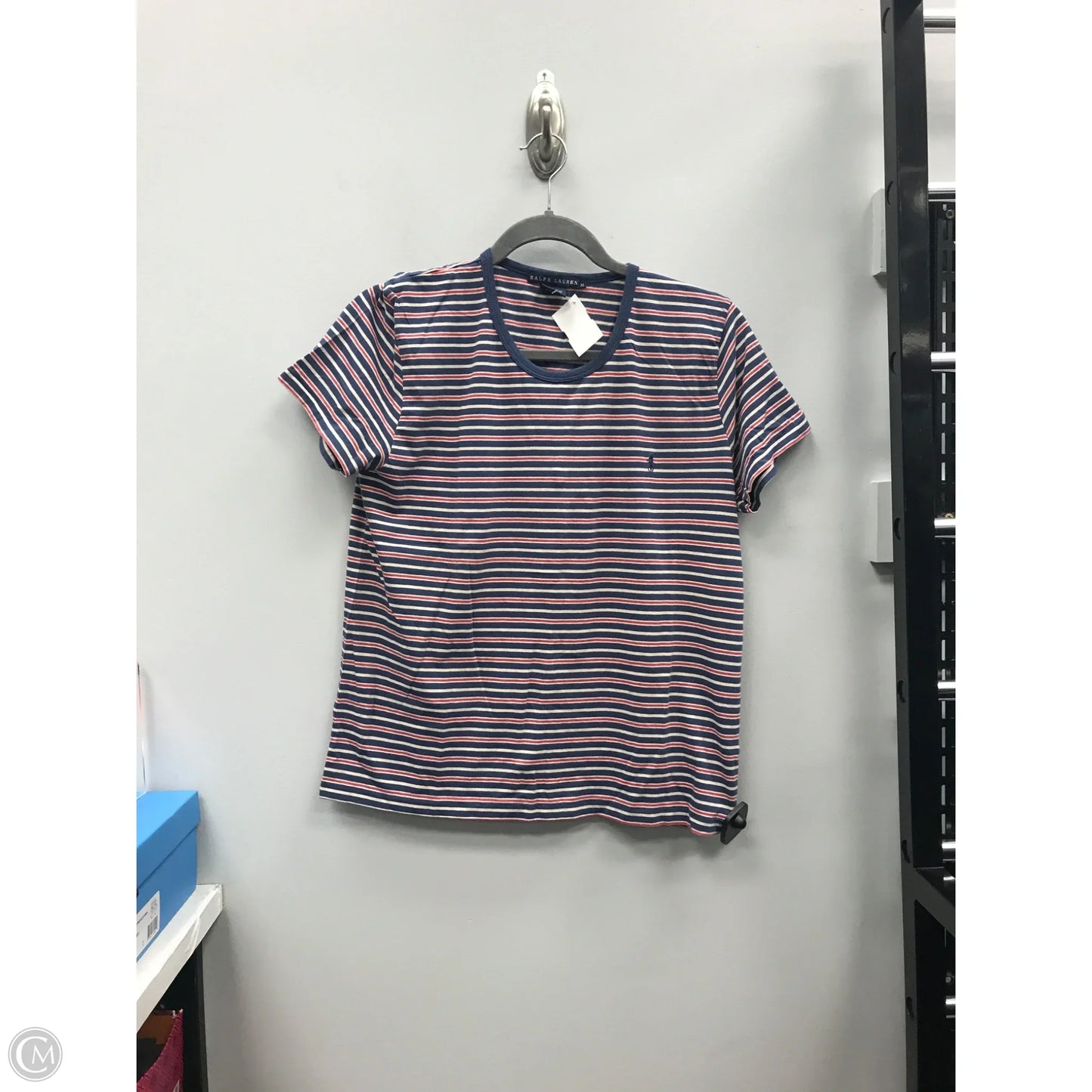 Top Short Sleeve Basic By Ralph Lauren In Striped Pattern, Size: Xl