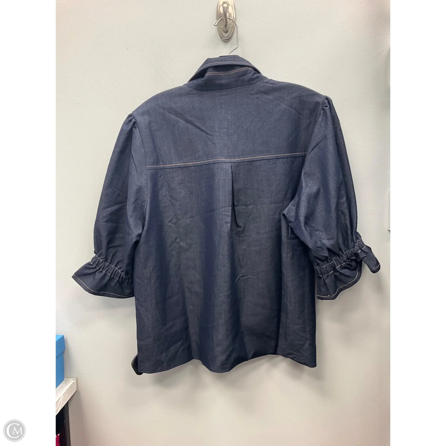 Top Short Sleeve By Nanette By Nanette Lepore In Blue Denim, Size: Xl