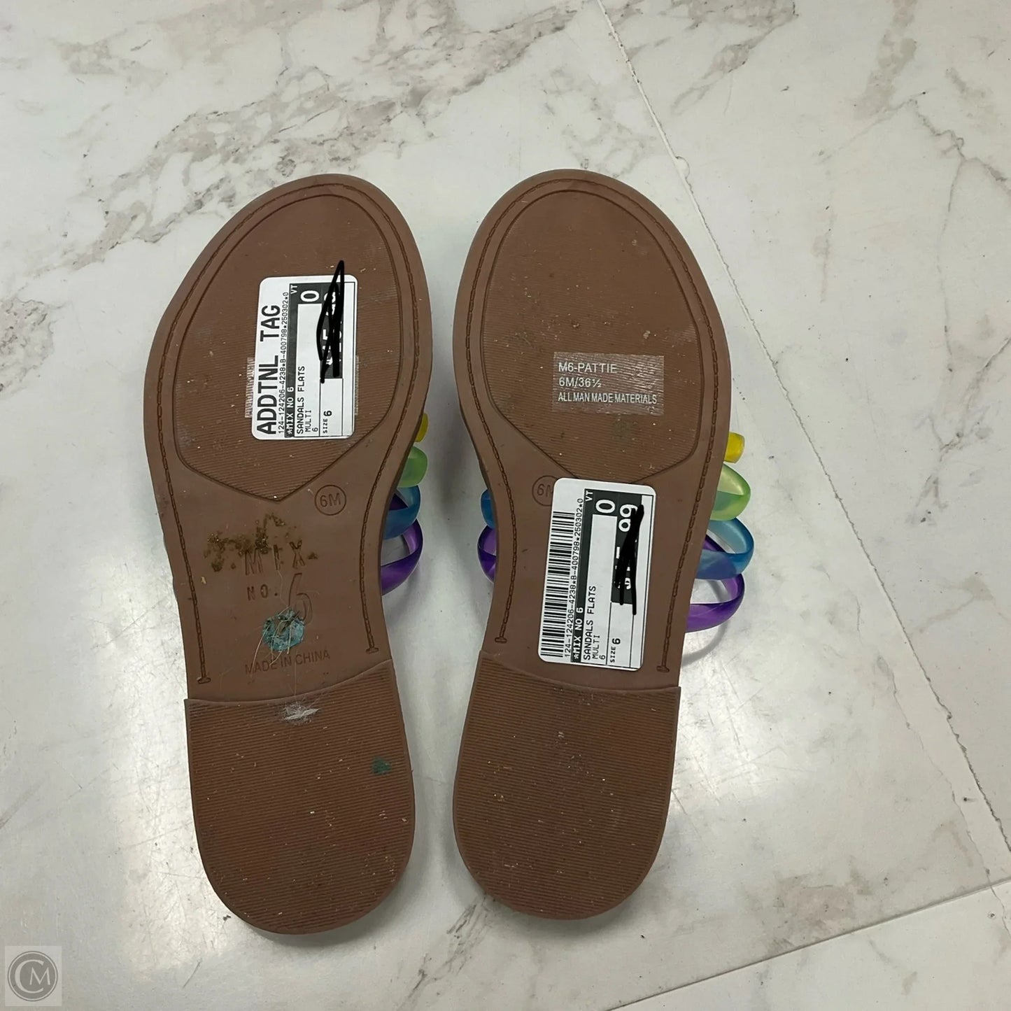 Sandals Flats By Mix No 6 In Multi-colored, Size: 6