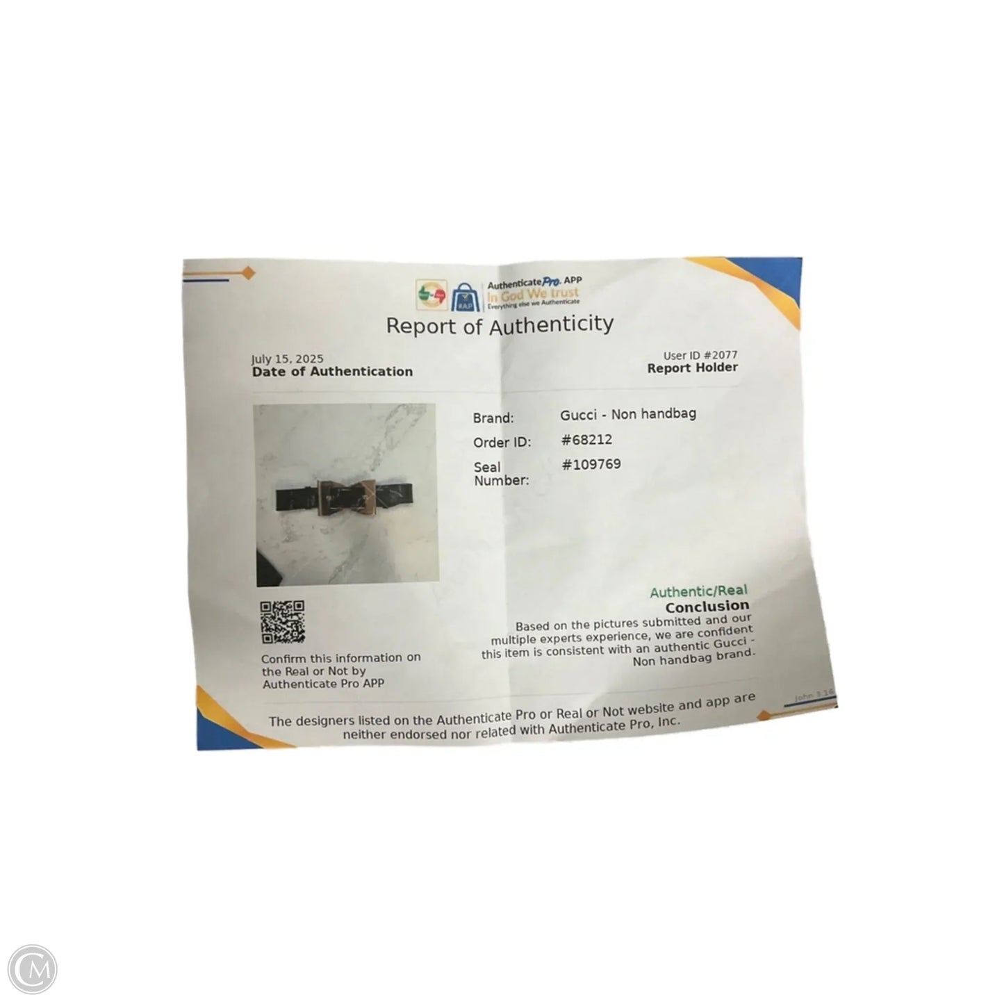 Belt Luxury Designer By Gucci, Size: Extra Small