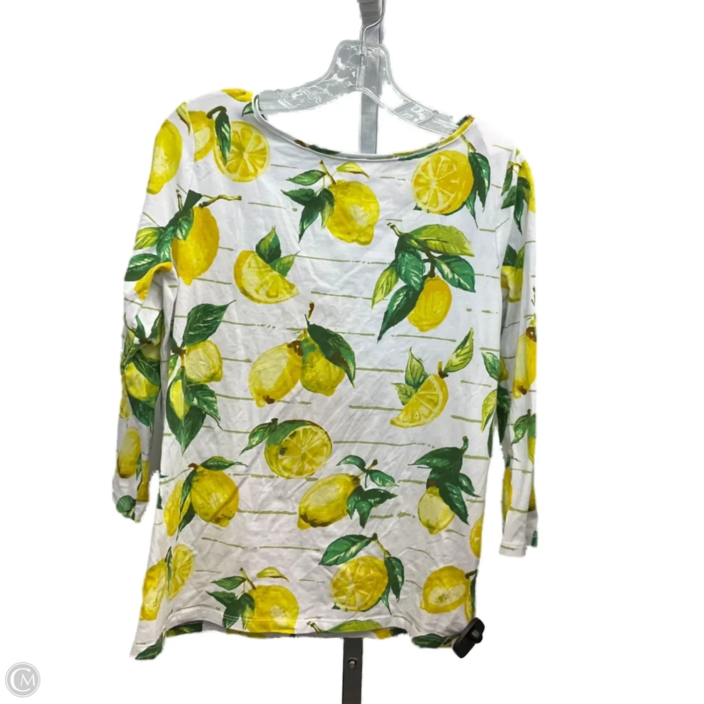 Top 3/4 Sleeve By Talbots In Green & Yellow, Size: M