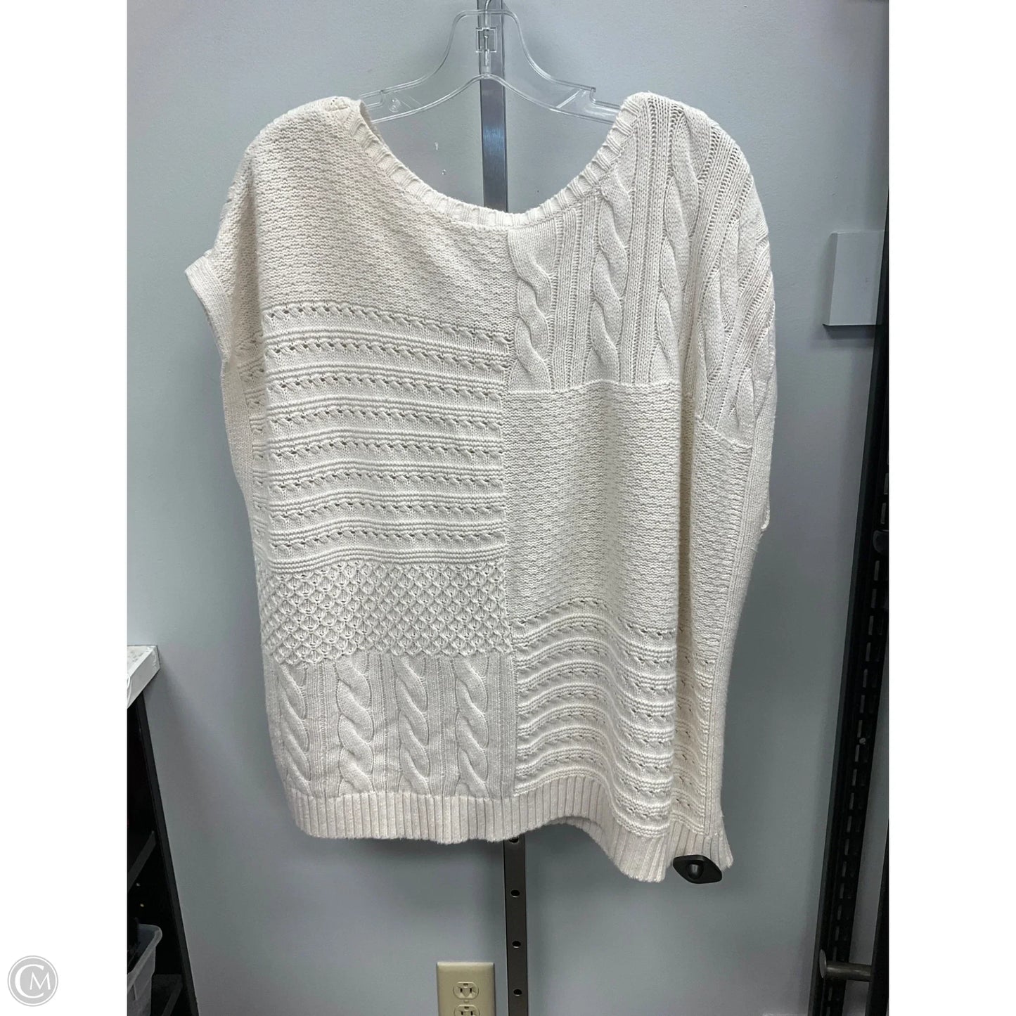 Sweater Short Sleeve By Chaps In Cream, Size: Xl