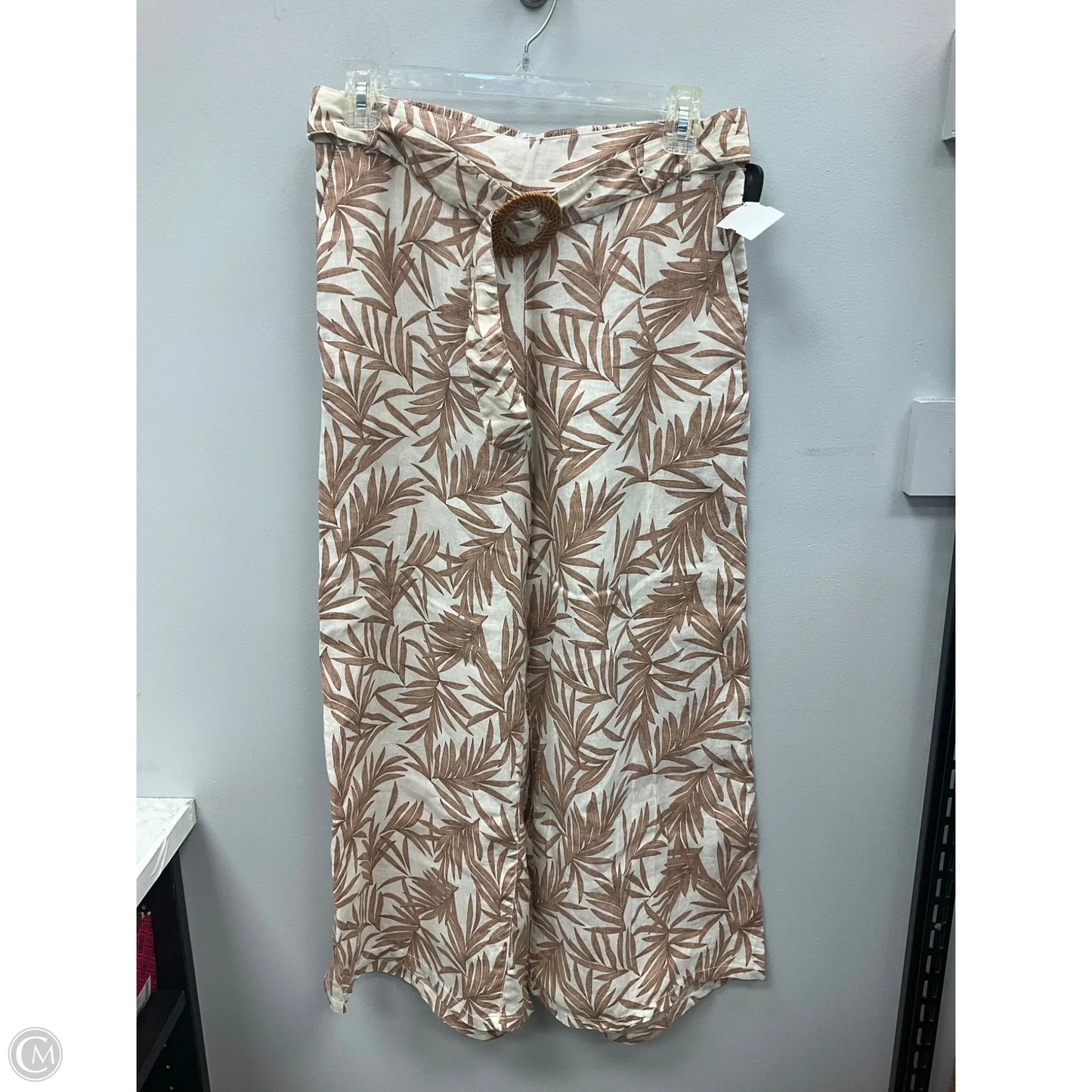 Pants Wide Leg By Nicole Miller In Brown & Cream, Size: M