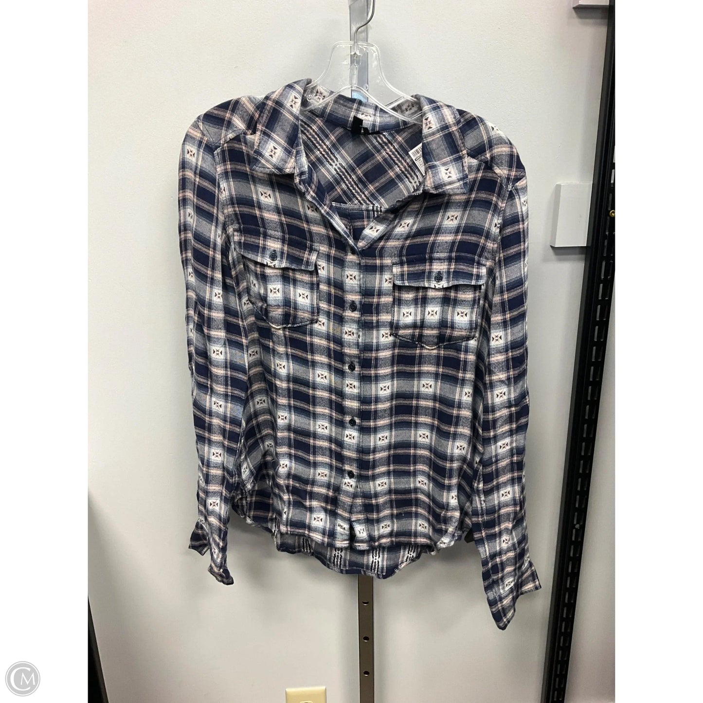 Top Long Sleeve By Paige In Plaid Pattern, Size: M