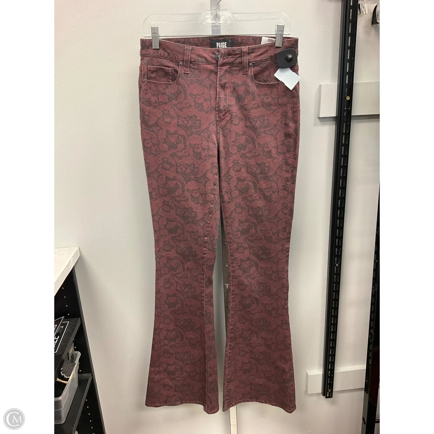 Jeans Flared By Paige In Black & Red, Size: 6