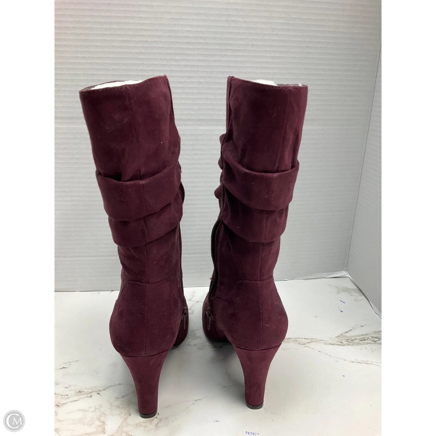 Boots Mid-calf Heels By Nine West In Maroon, Size: 6.5