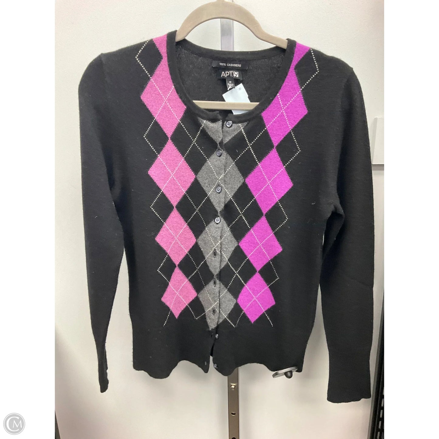 Sweater Cardigan Cashmere By Apt 9 In Geometric Pattern, Size: M