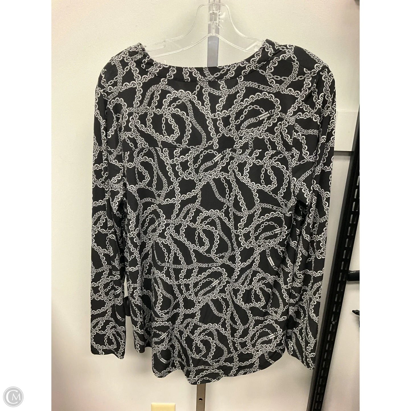Top Long Sleeve By Michael By Michael Kors In Black & Grey, Size: L