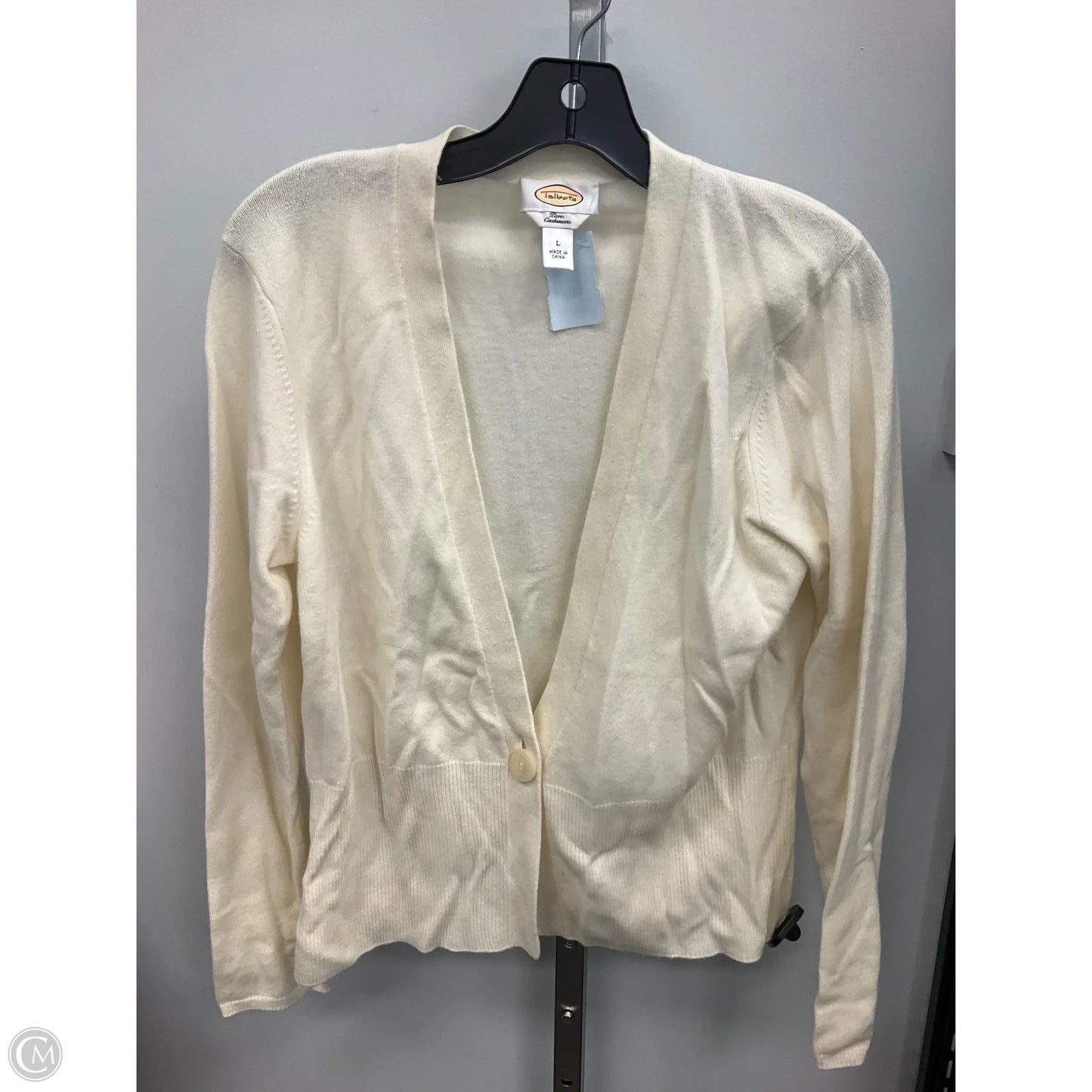 Sweater Cardigan Cashmere By Talbots In Cream, Size: L