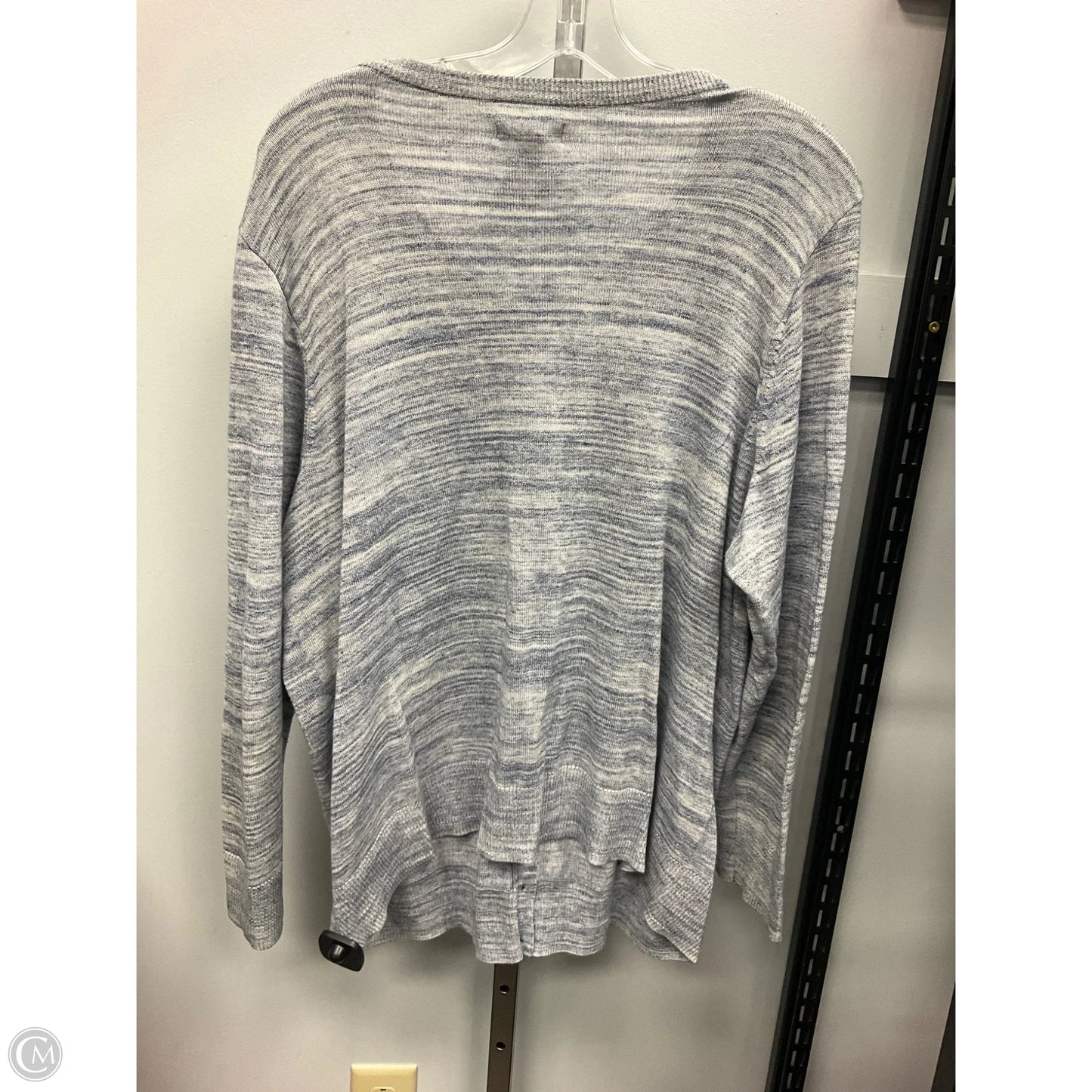 Sweater Cardigan By Croft And Barrow In Blue & White, Size: 1x