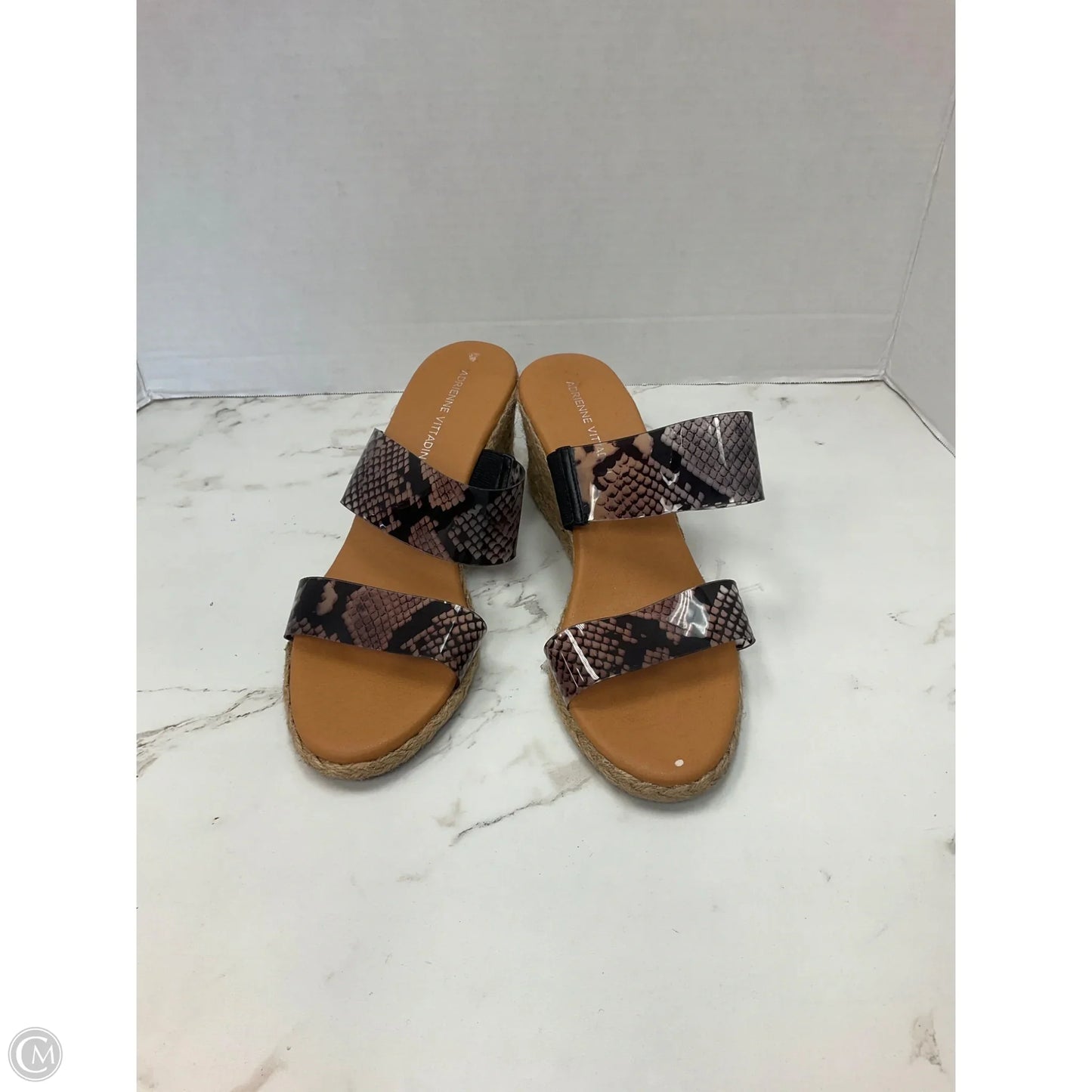 Sandals Heels Wedge By Adrienne Vittadini In Snakeskin Print, Size: 8.5