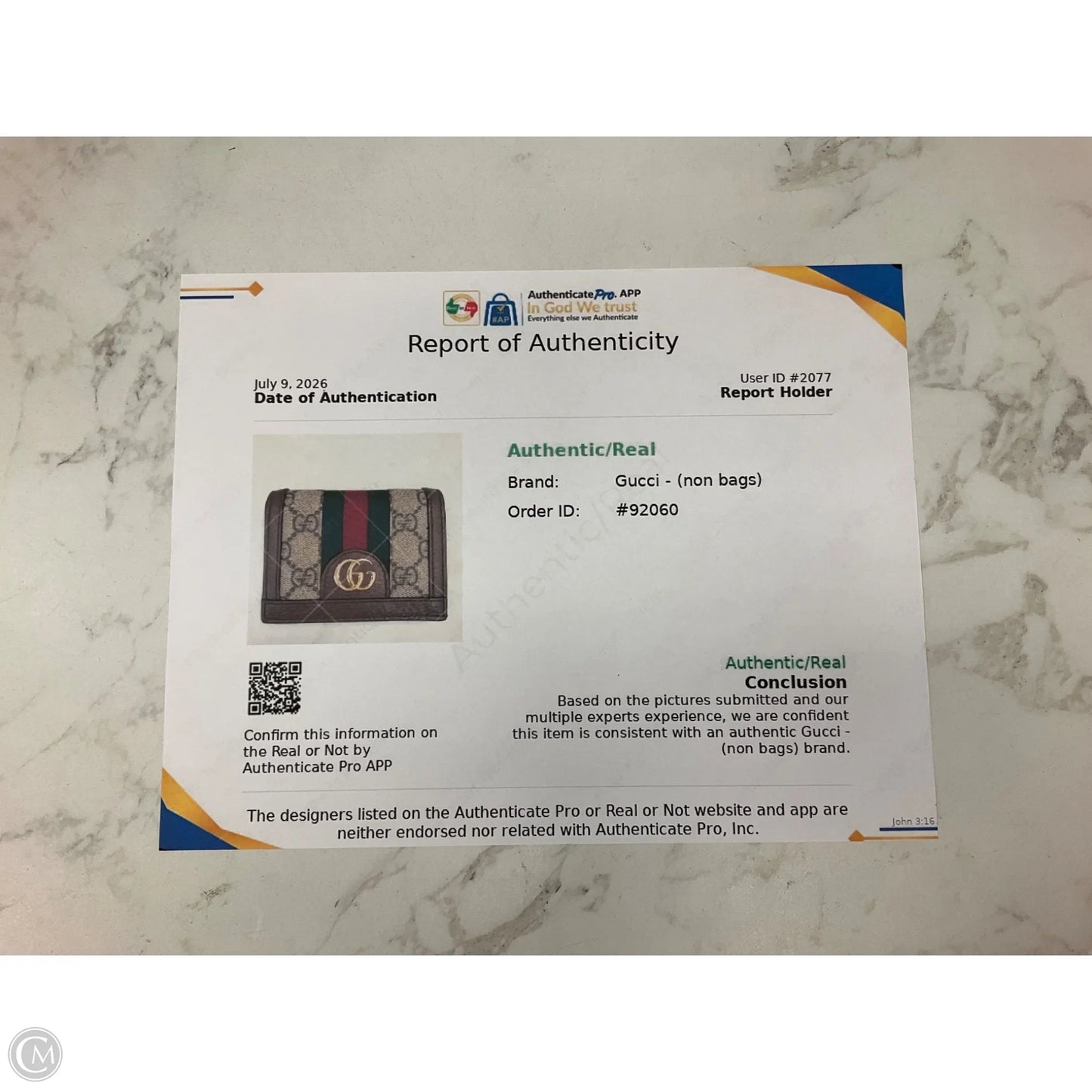 Wallet Luxury Designer By Gucci, Size: Small