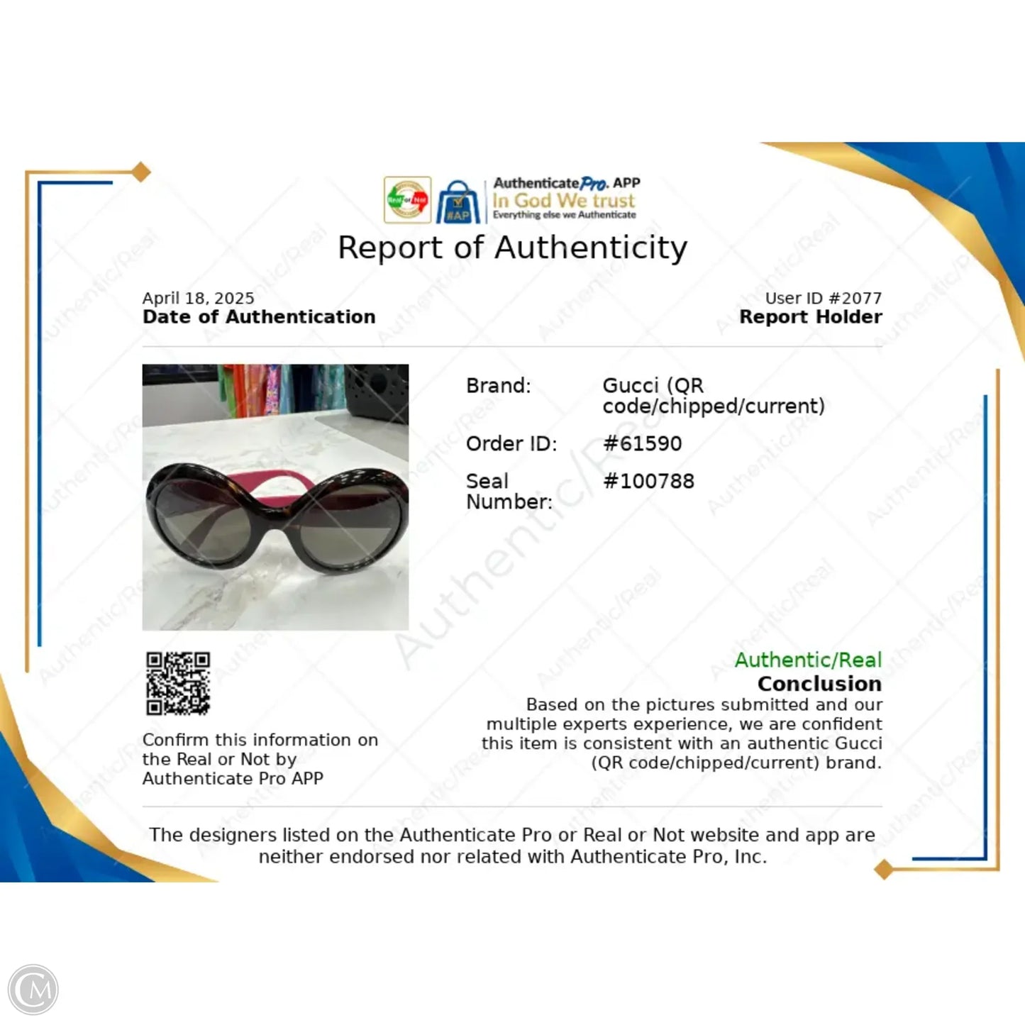 Sunglasses Luxury Designer By Gucci