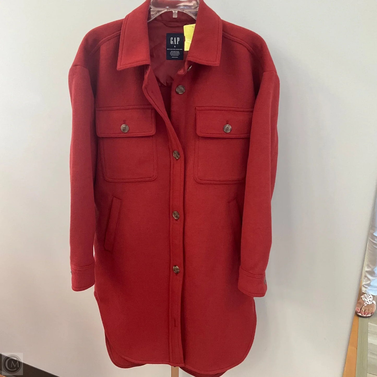 Jacket Shirt By Gap In Copper, Size: S