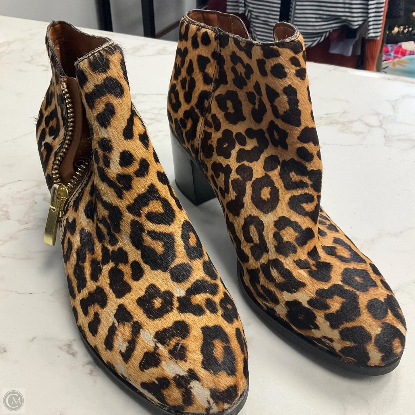 Boots Ankle Heels By Franco Sarto In Animal Print, Size: 9