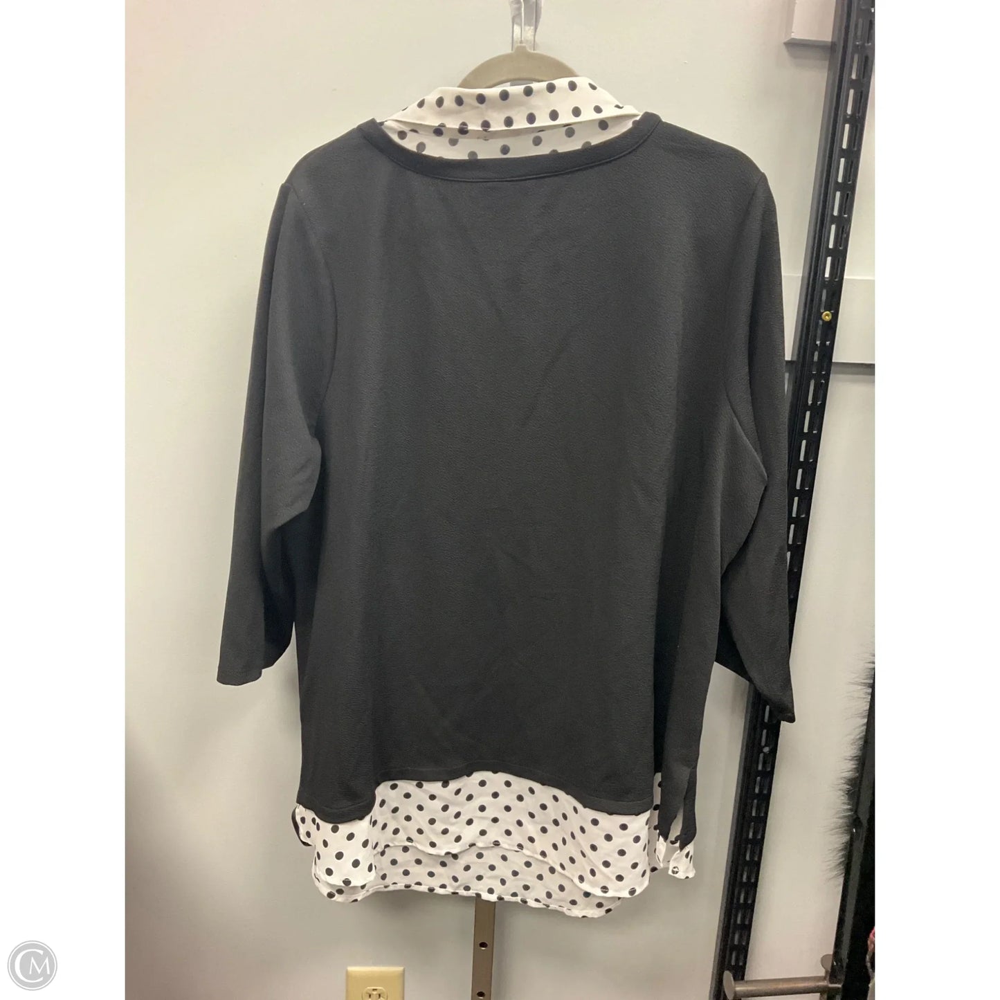 Top 3/4 Sleeve By Adrianna Papell In Black & White, Size: 2x