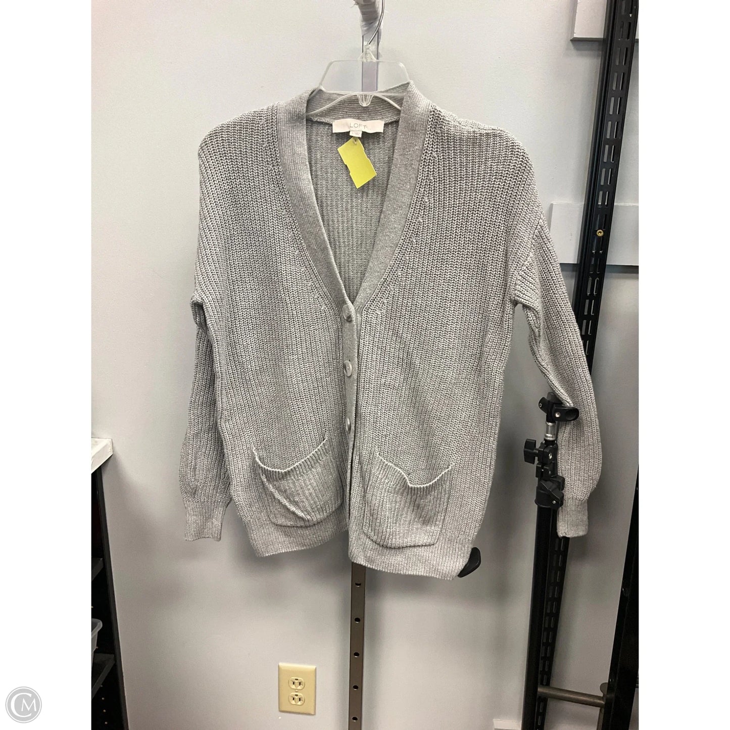 Sweater Cardigan By Loft In Grey, Size: S