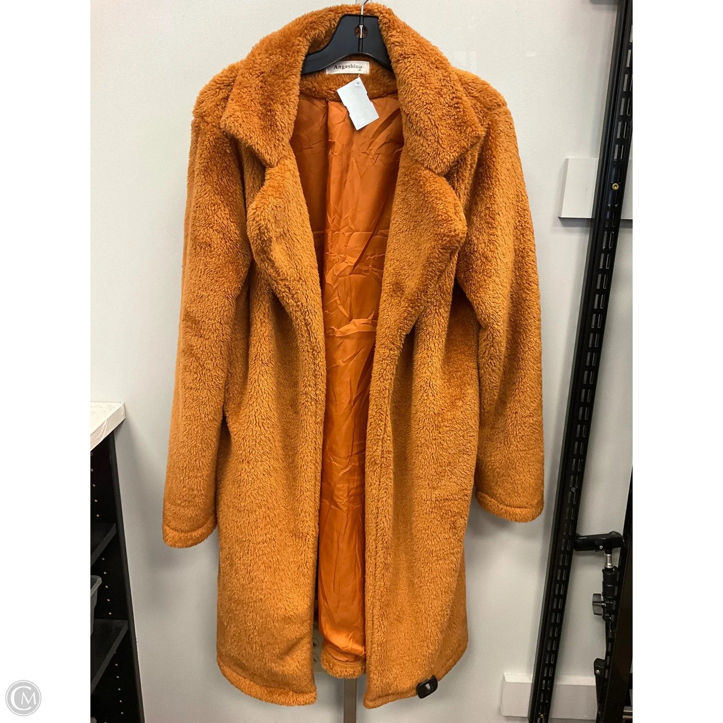 Coat Faux Fur & Sherpa By Angashion In Copper, Size: M