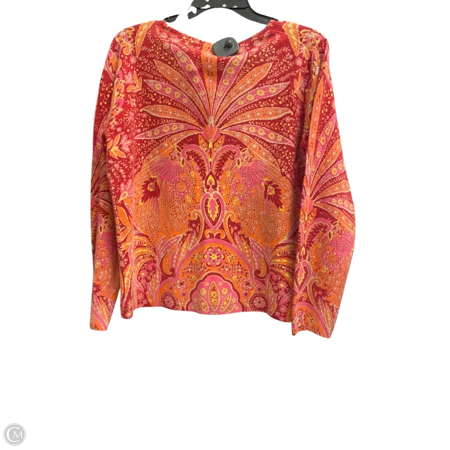 Sweater Cardigan Cashmere By Talbots In Paisley Print, Size: L
