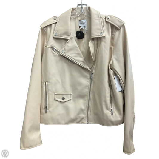 Jacket Moto By Nine West Apparel In Cream, Size: Xl