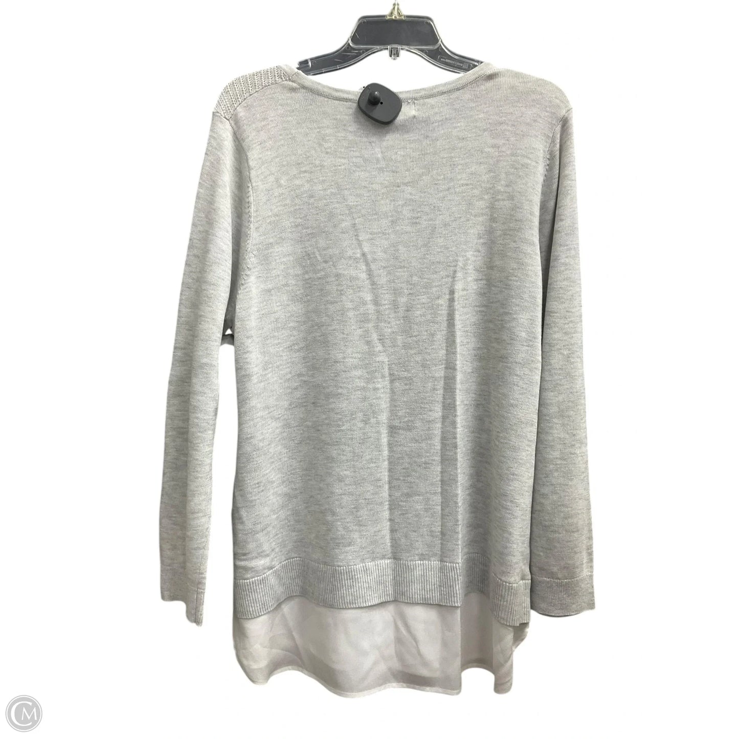 Top Long Sleeve By Calvin Klein In Grey & White, Size: Xl