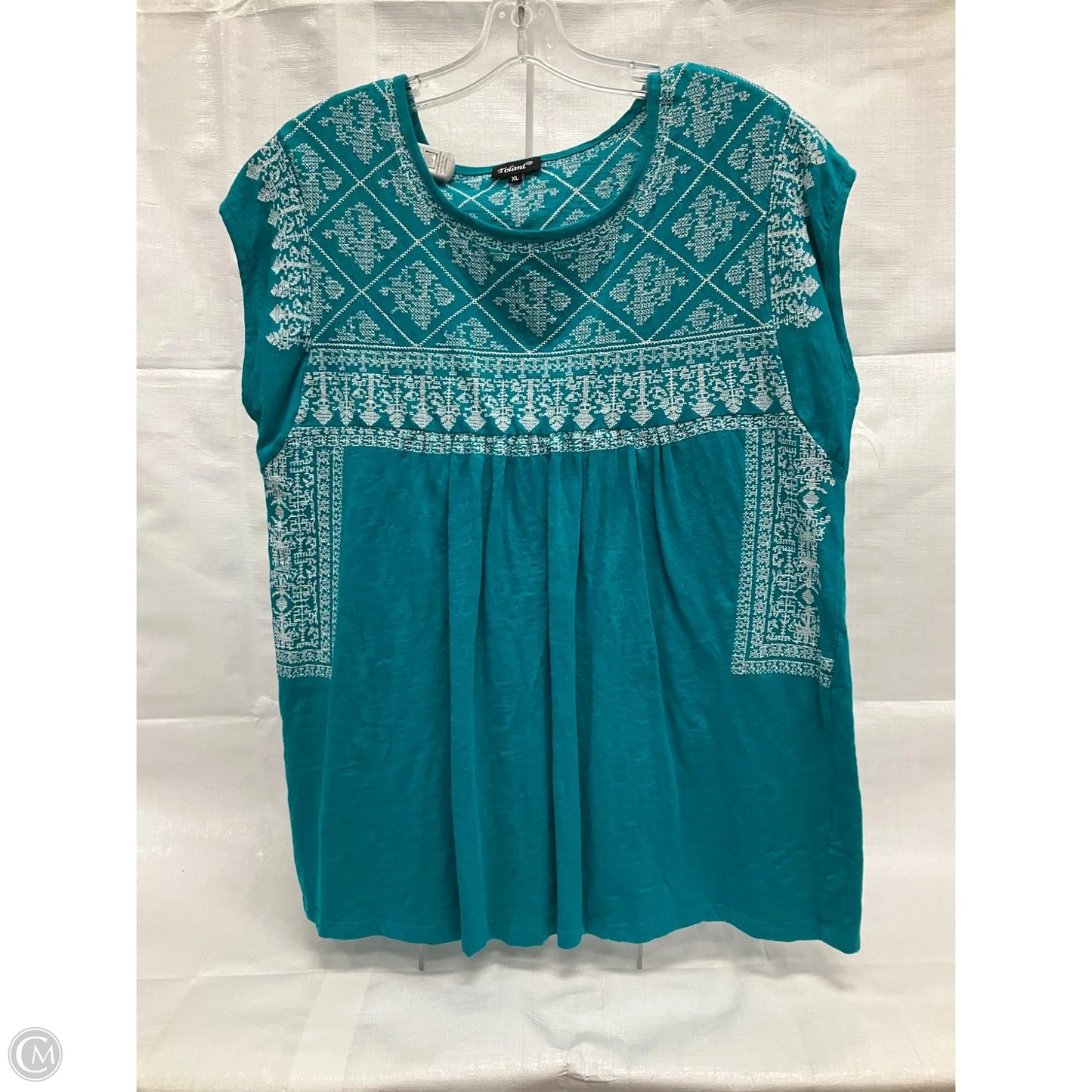 Top Sleeveless By Tolani In Teal, Size: Xl