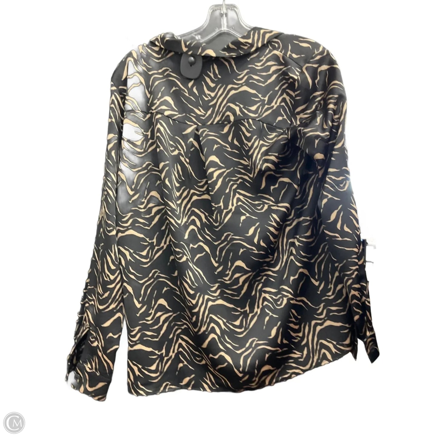 Blouse Long Sleeve By Pleione In Black & Tan, Size: M