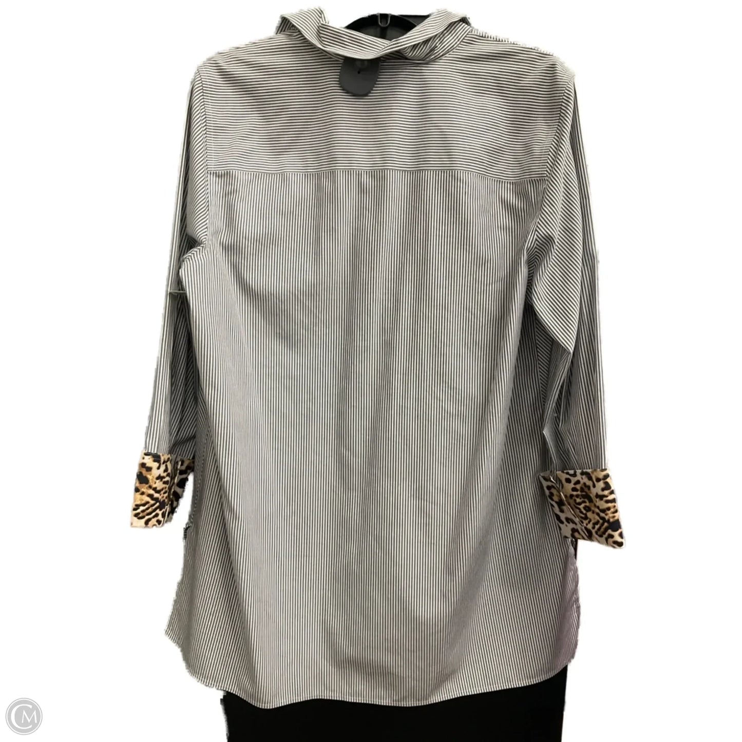 Blouse Long Sleeve By Chicos In Striped Pattern, Size: L