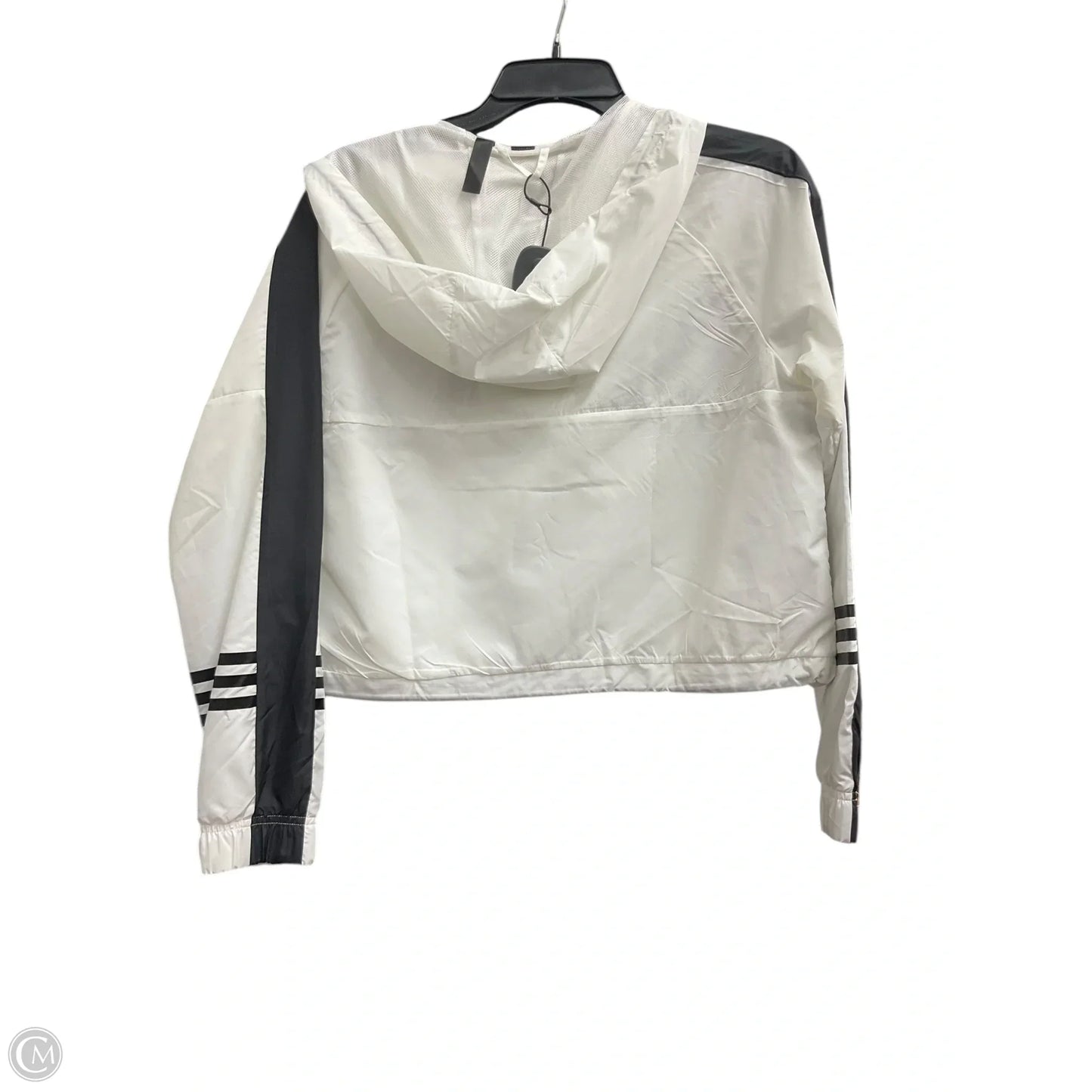 Athletic Top Long Sleeve Collar By Adidas In White & Yellow, Size: S