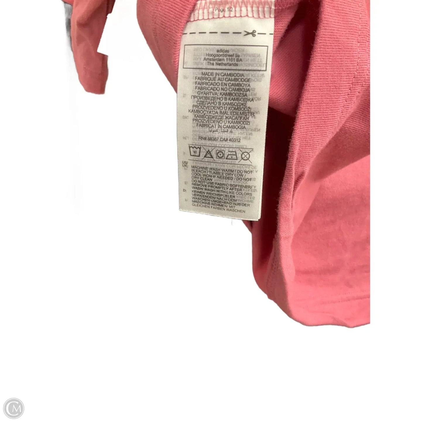 Athletic Top Short Sleeve By Adidas In Pink, Size: S